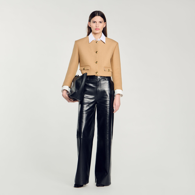 Sandro CROPPED WOOL-BLEND JACKET outlook