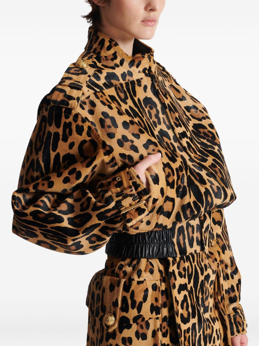 leopard-print leather bomber jacket - 6