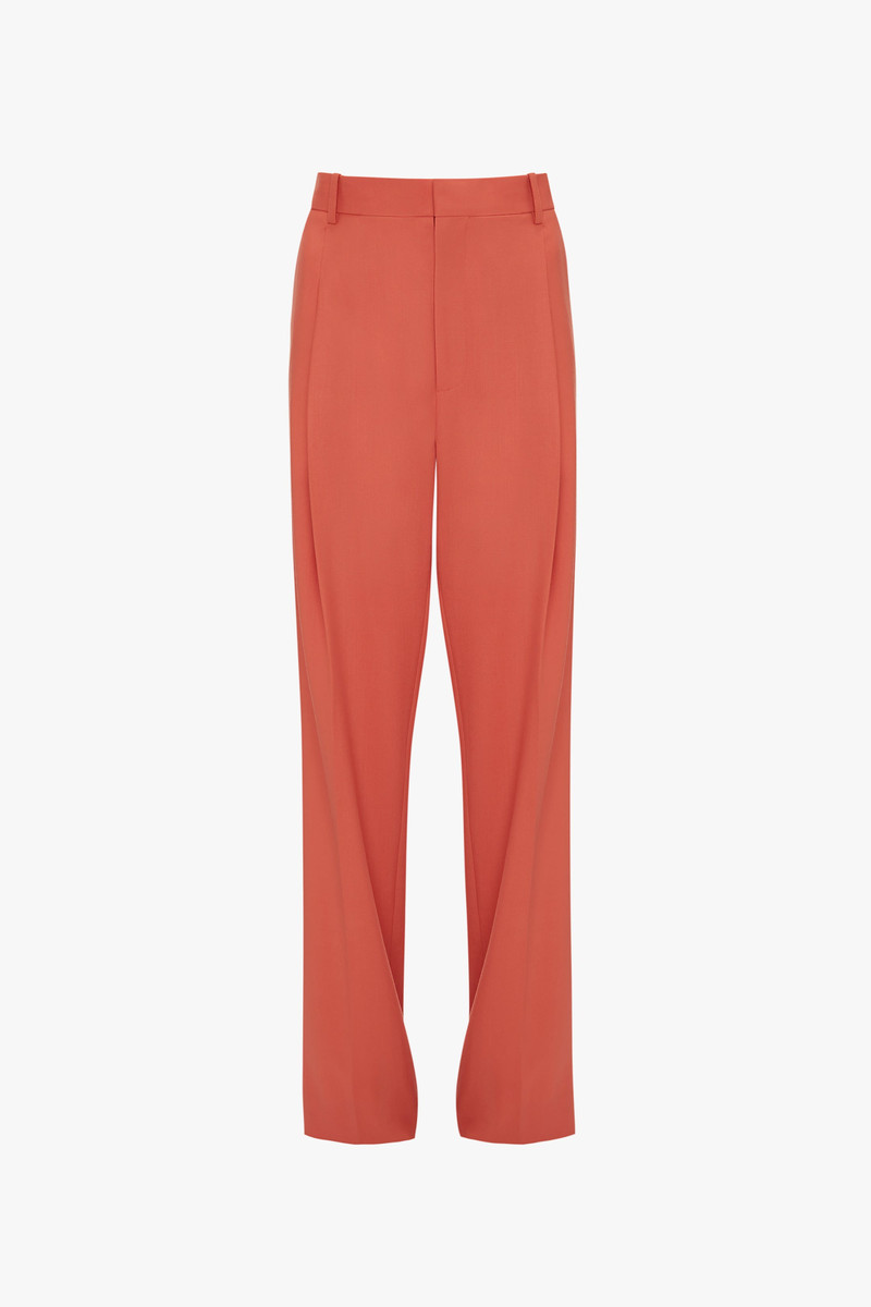 Single Pleat Trouser In Papaya - 1