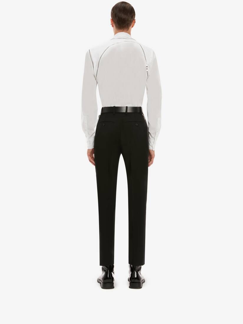 Zip Detail Harness Shirt in White - 4