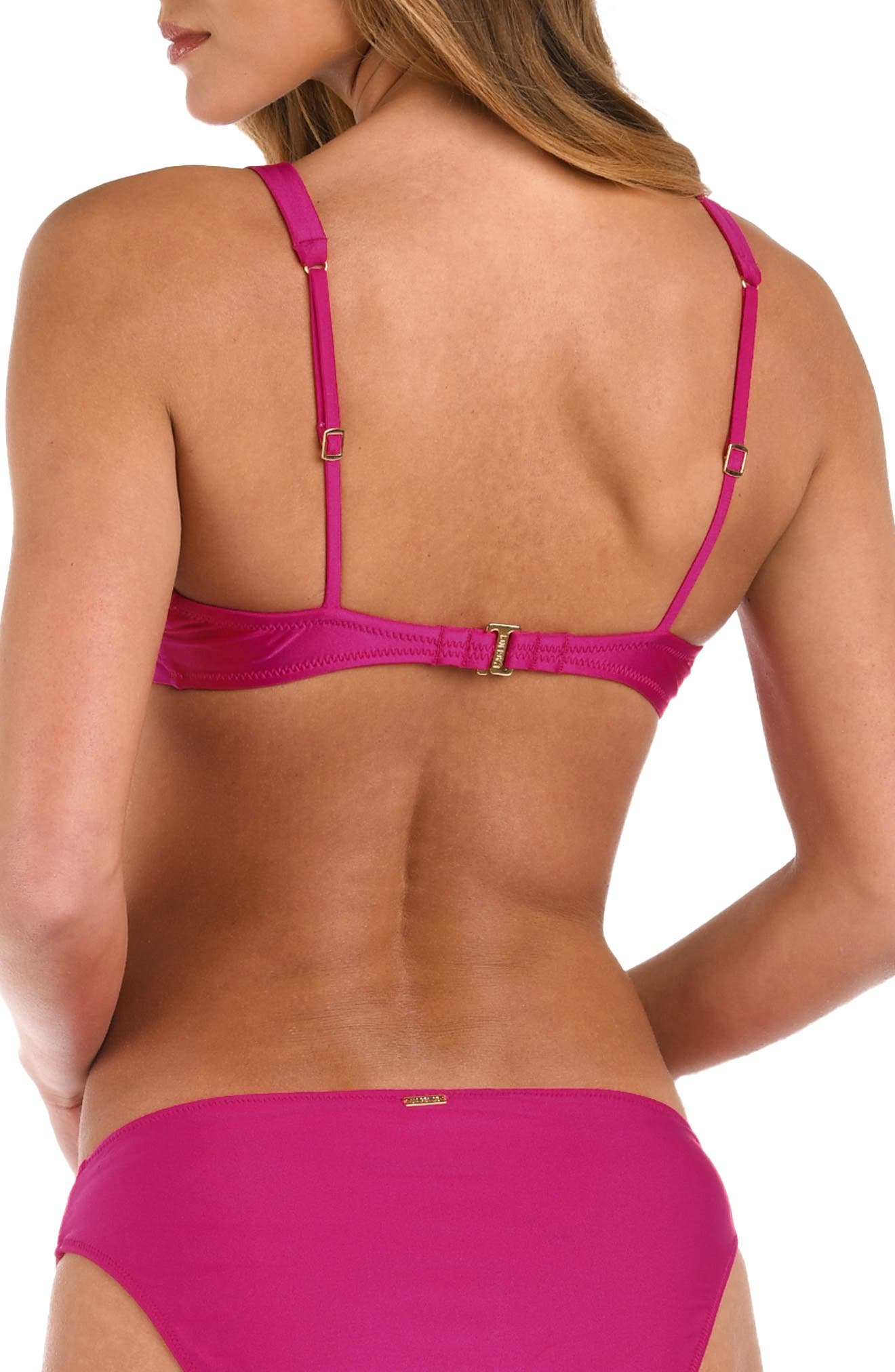 L'AGENCE Lexie Metallic Bikini Top in Fuchsia at Nordstrom - 2