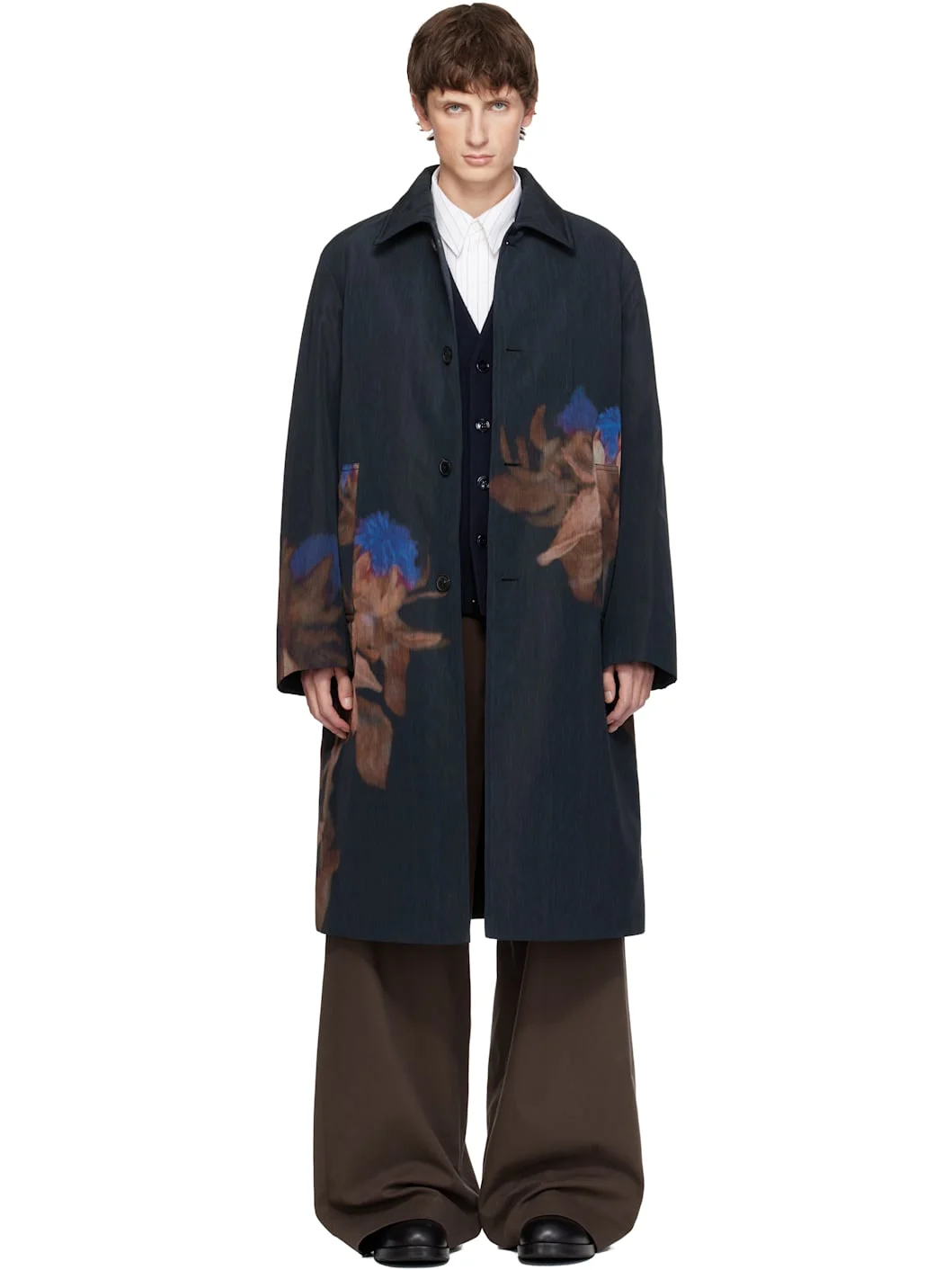 Black Printed Coat - 1