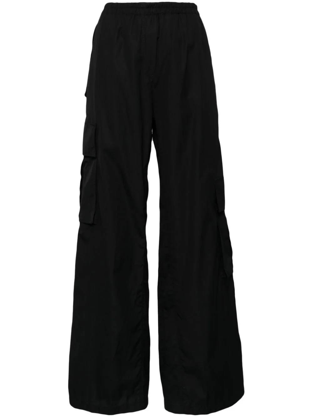 high-waisted cotton cargo trousers - 1