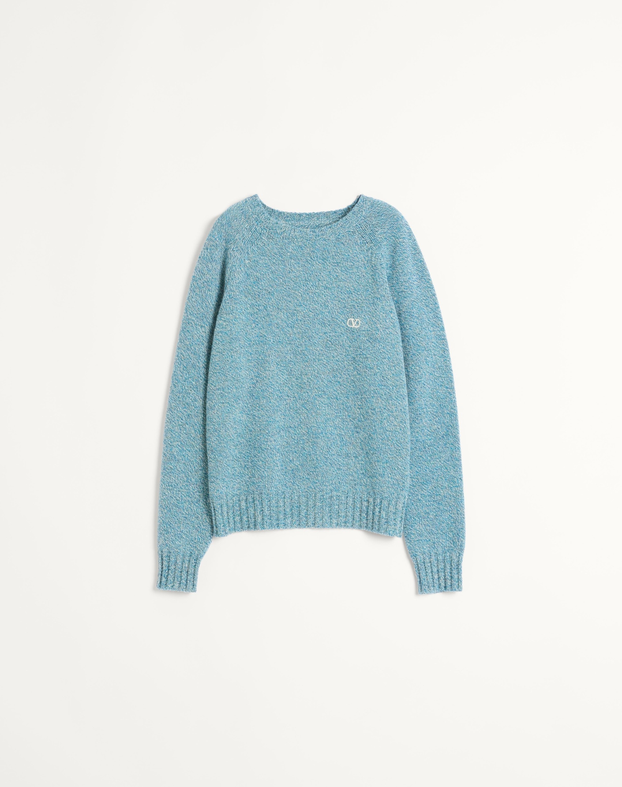CREWNECK WOOL SWEATER WITH VLOGO EMBROIDERY - 1