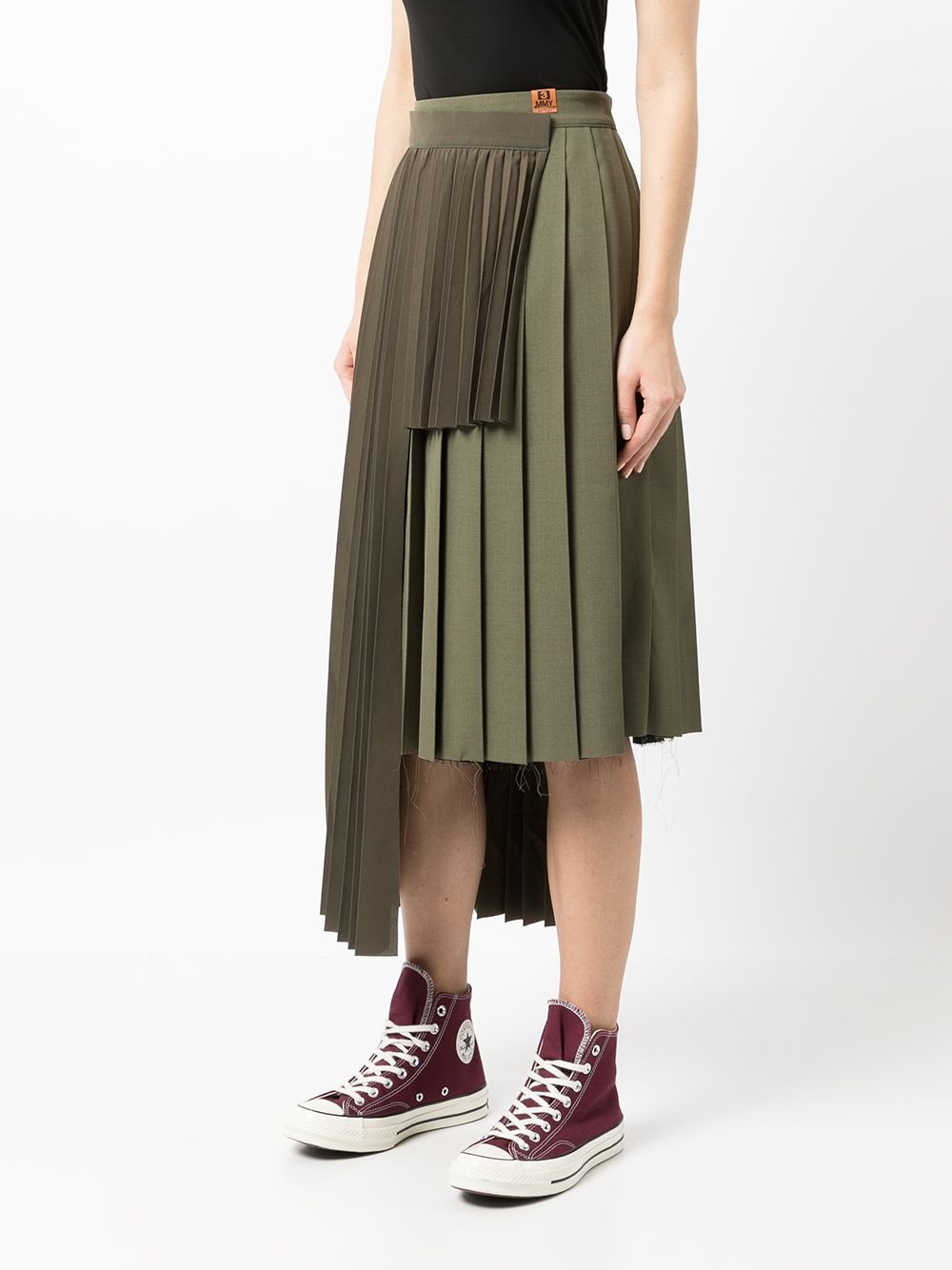 asymmetric pleated skirt - 3