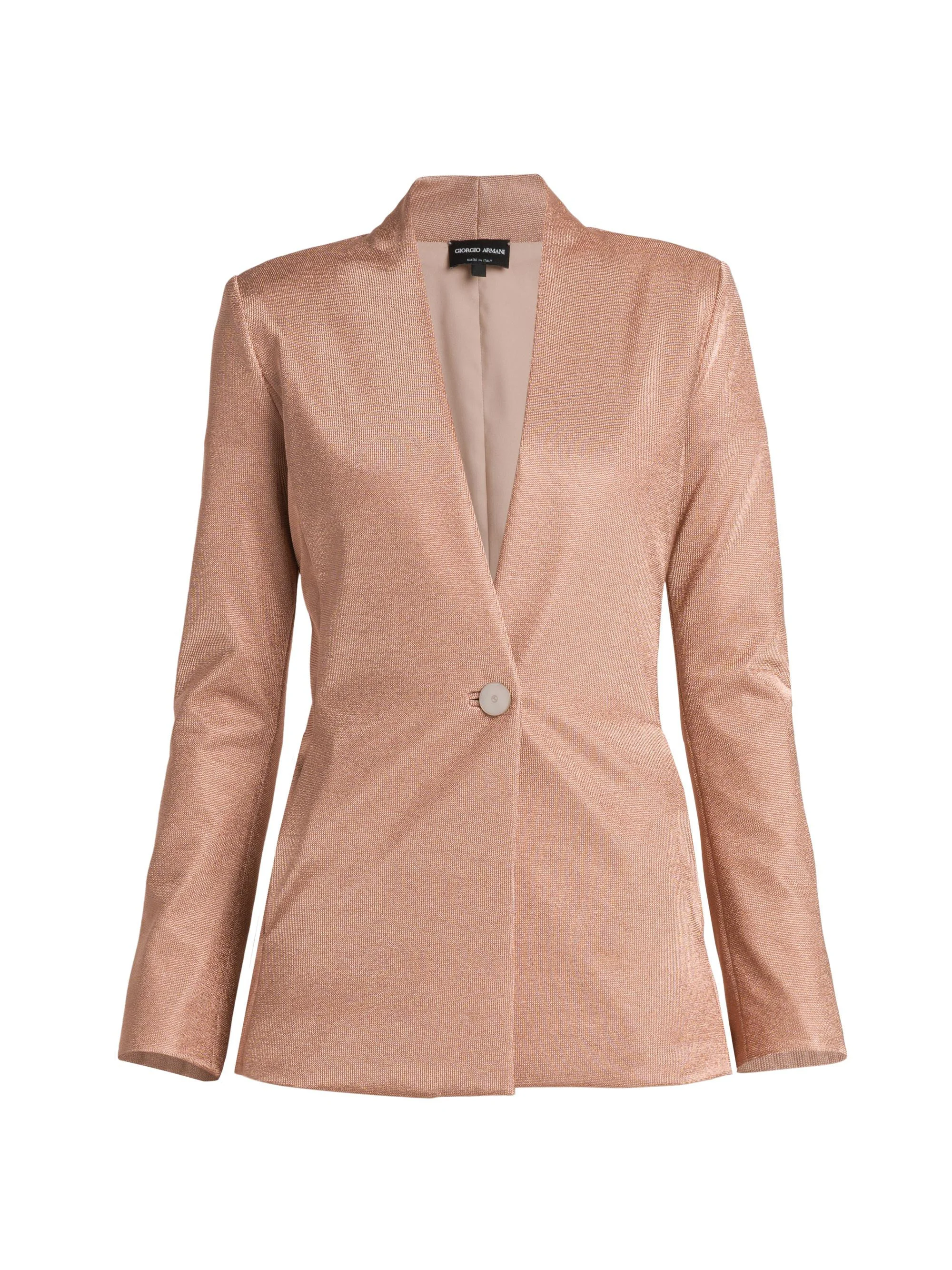 Women's Metallic Bonded Jersey Blazer - Pink Gold - 1