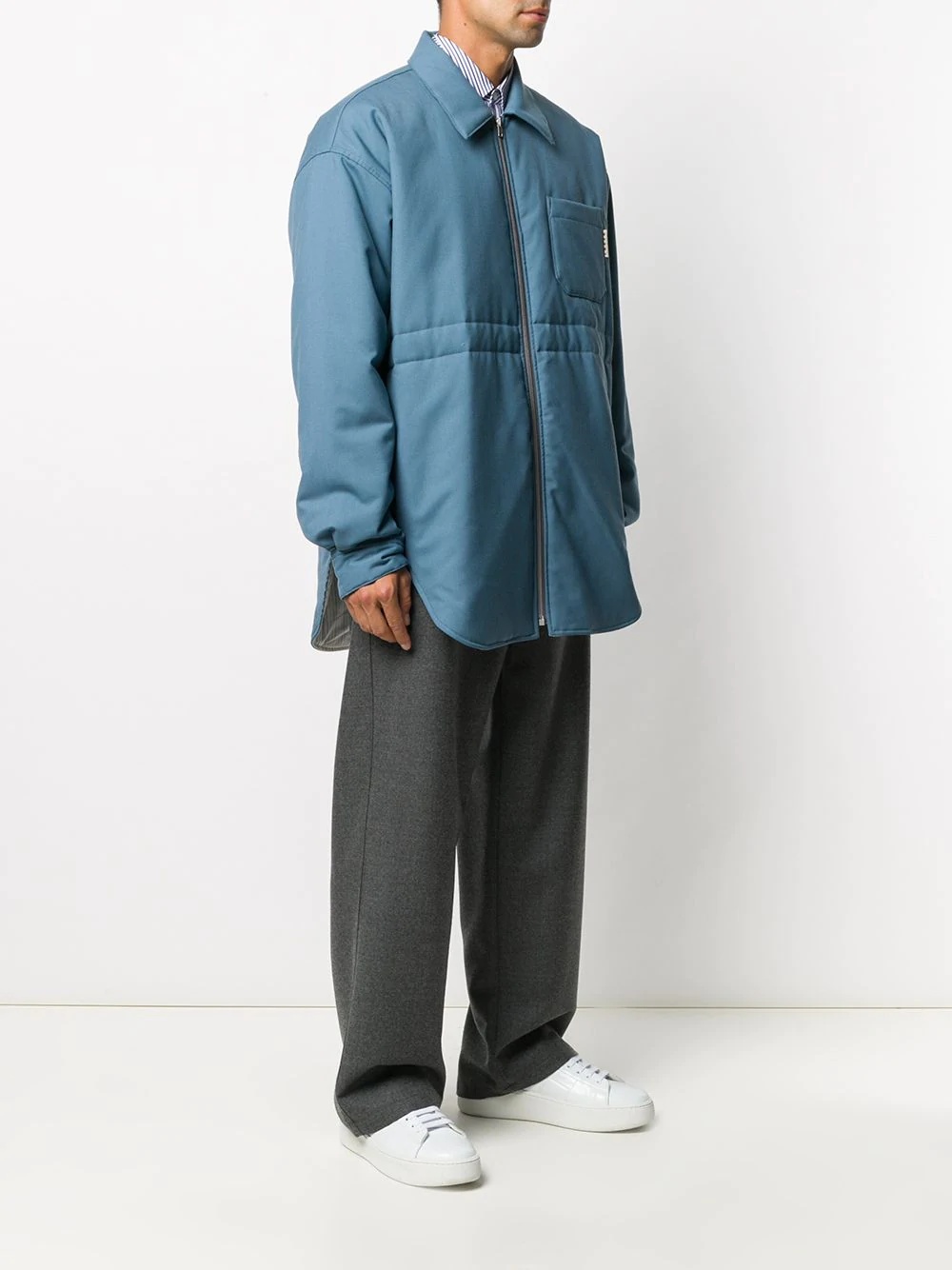 zip-up oversize shirt jacket - 3