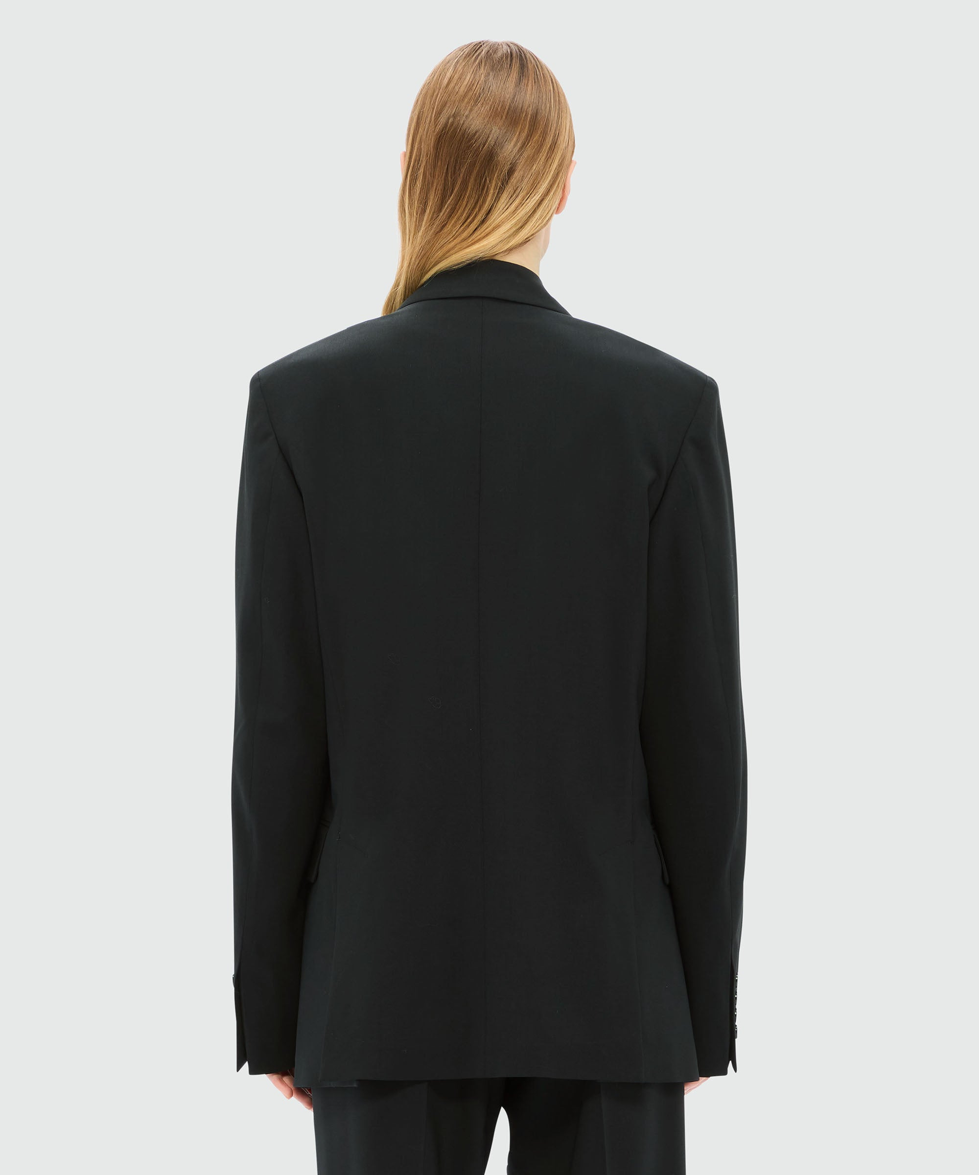 Charcoal single-breasted jacket in cool wool with "Sketched Bunnies" print - 3