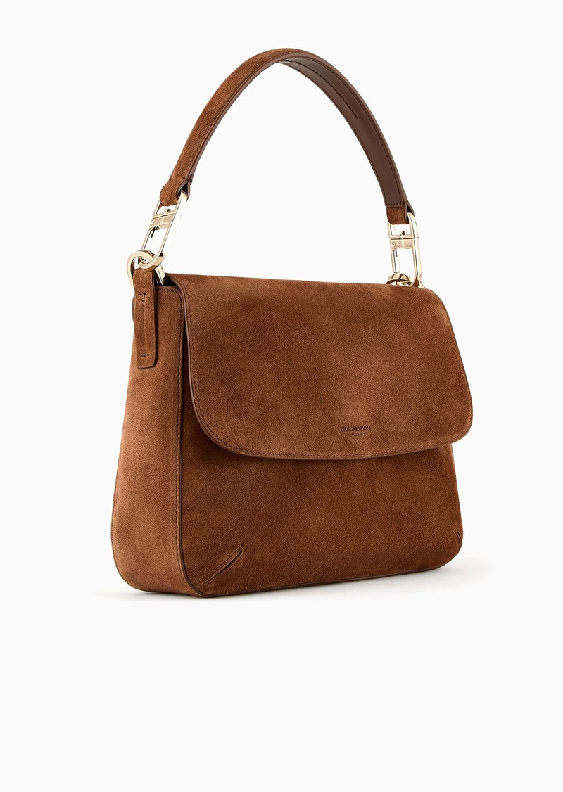 GIORGIO ARMANI Medium la Prima Soft baguette bag in suede outlook
