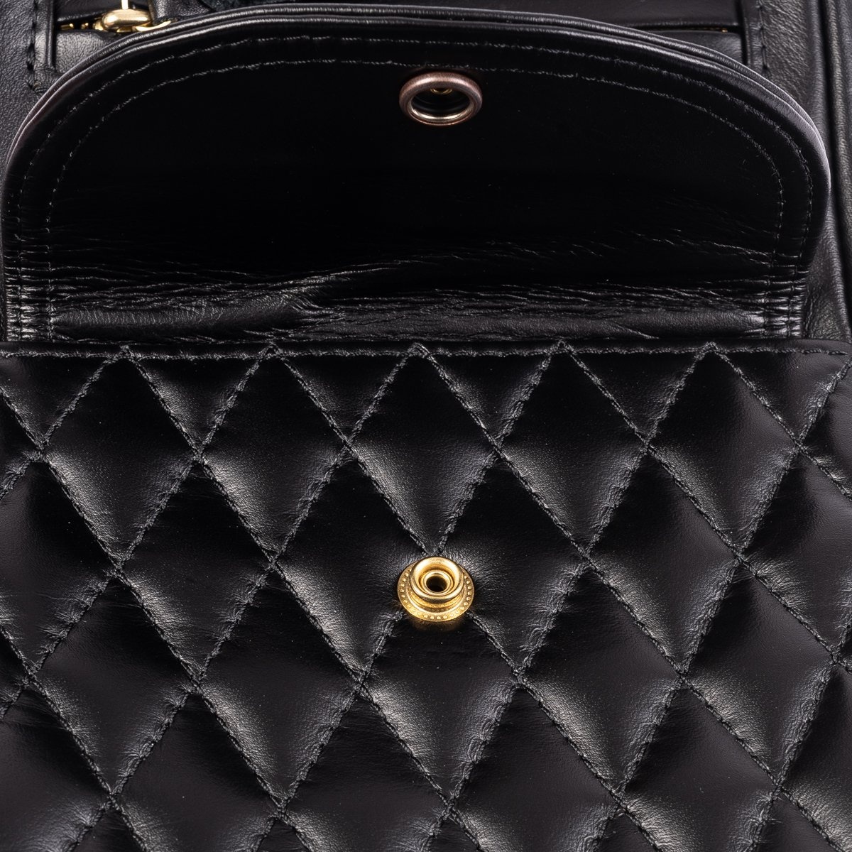IHE-40-BLK Rectangular Leather Diamond Stitched Shoulder Bag - Black - 11