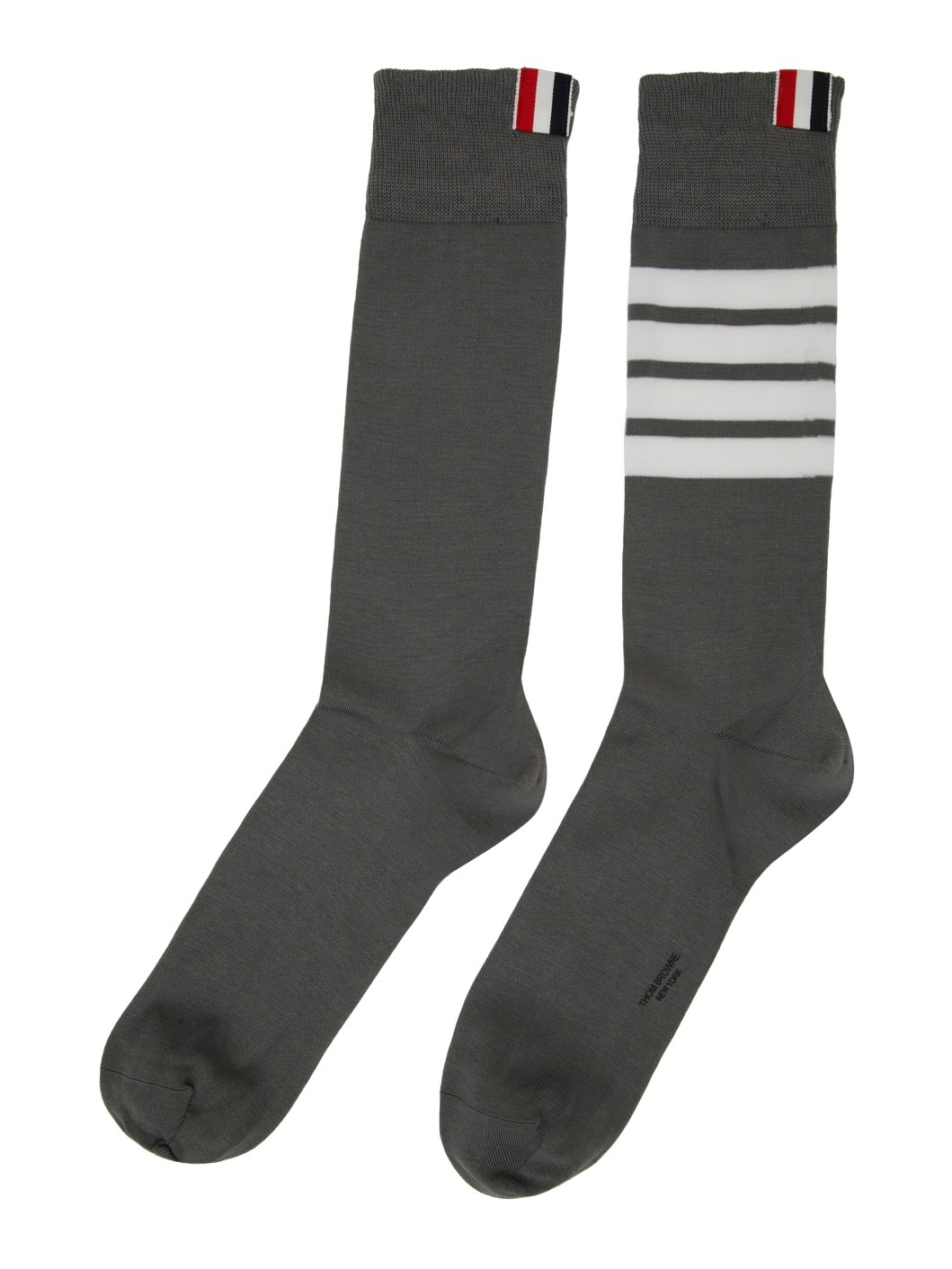 Grey Mid-Calf 4-Bar Socks - 2