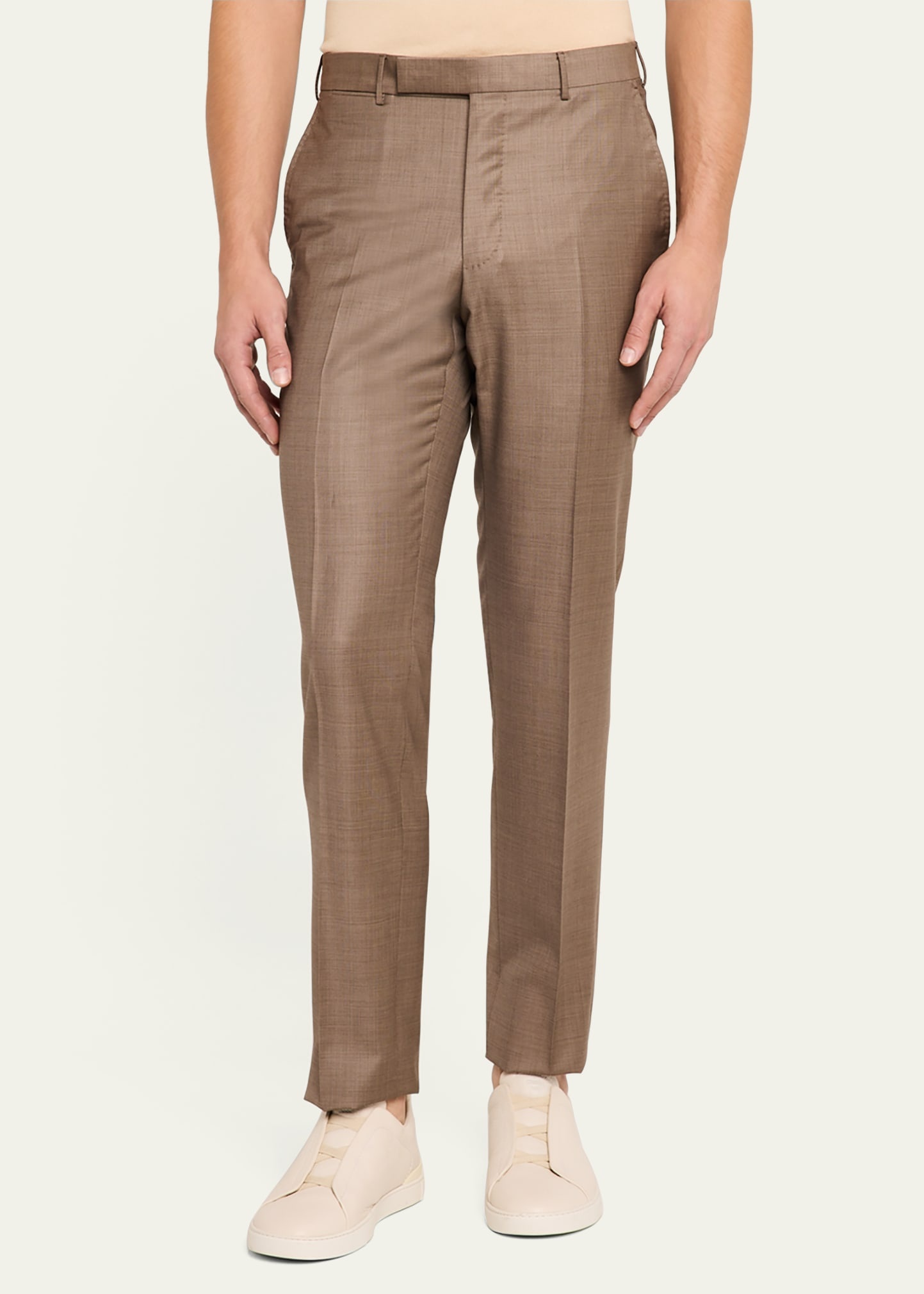 Men's Trofeo Sharkskin Flat-Front Trousers - 4