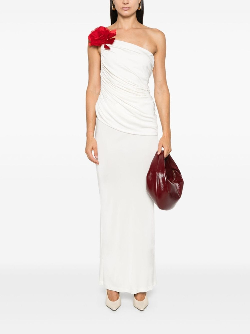 MAGDA BUTRYM draped floral-appliqué top outlook