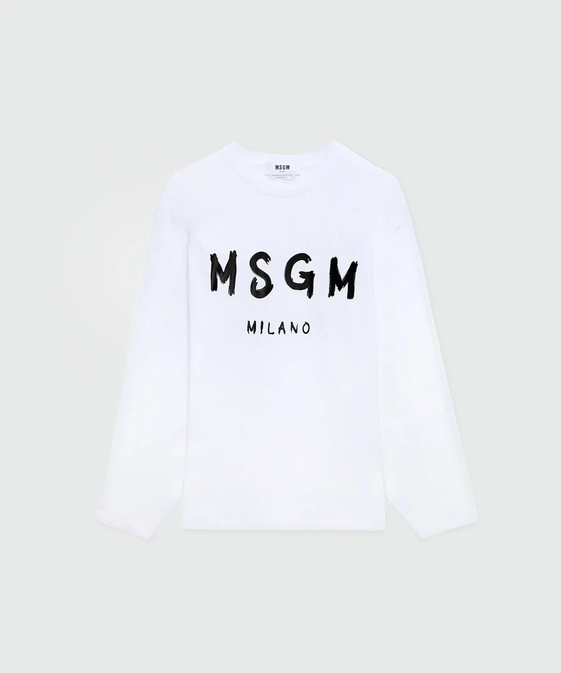 White long sleeve T-shirt with brushstroke logo - 1
