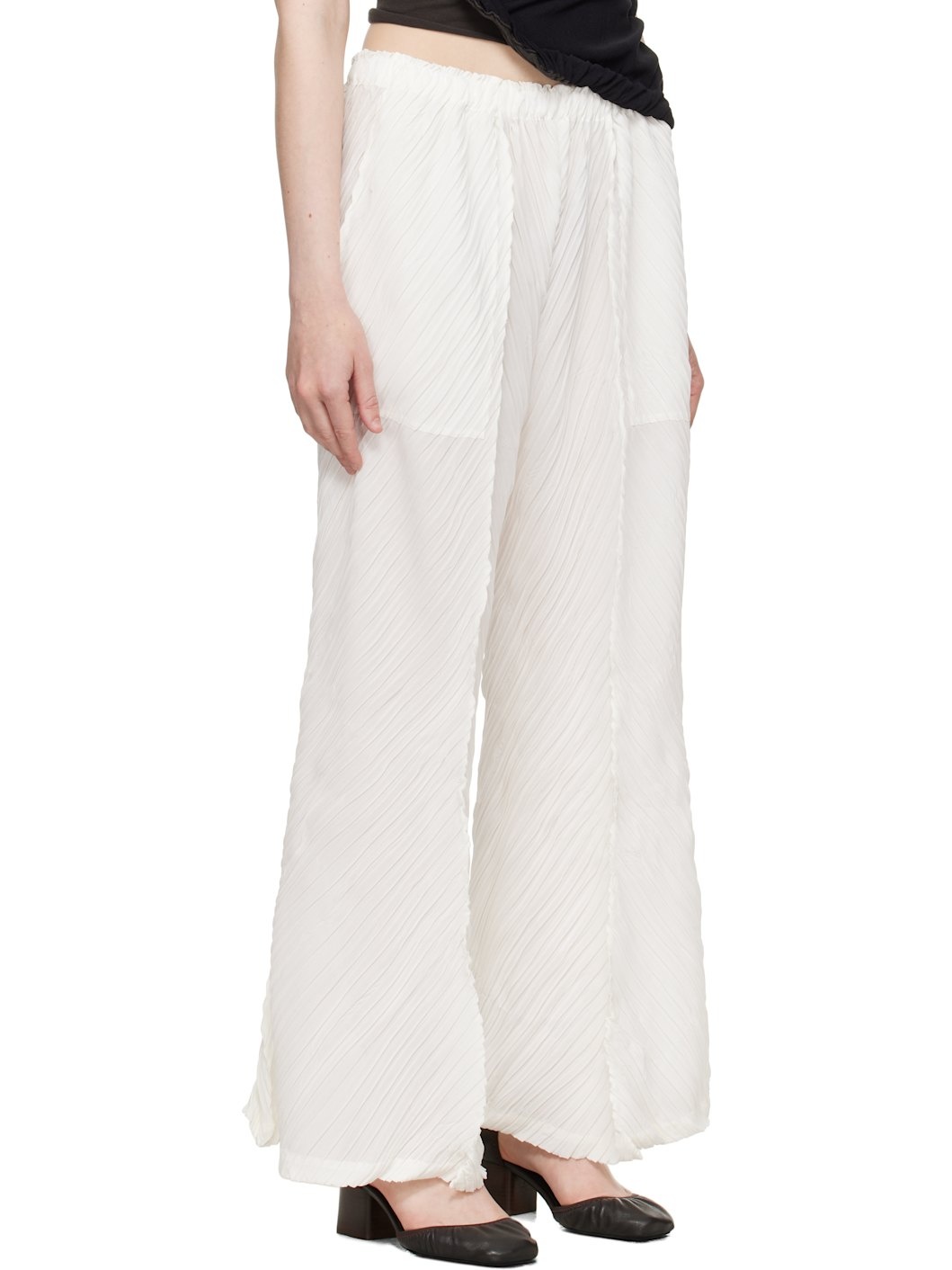 White Wrinkled & Twisted Trousers - 2