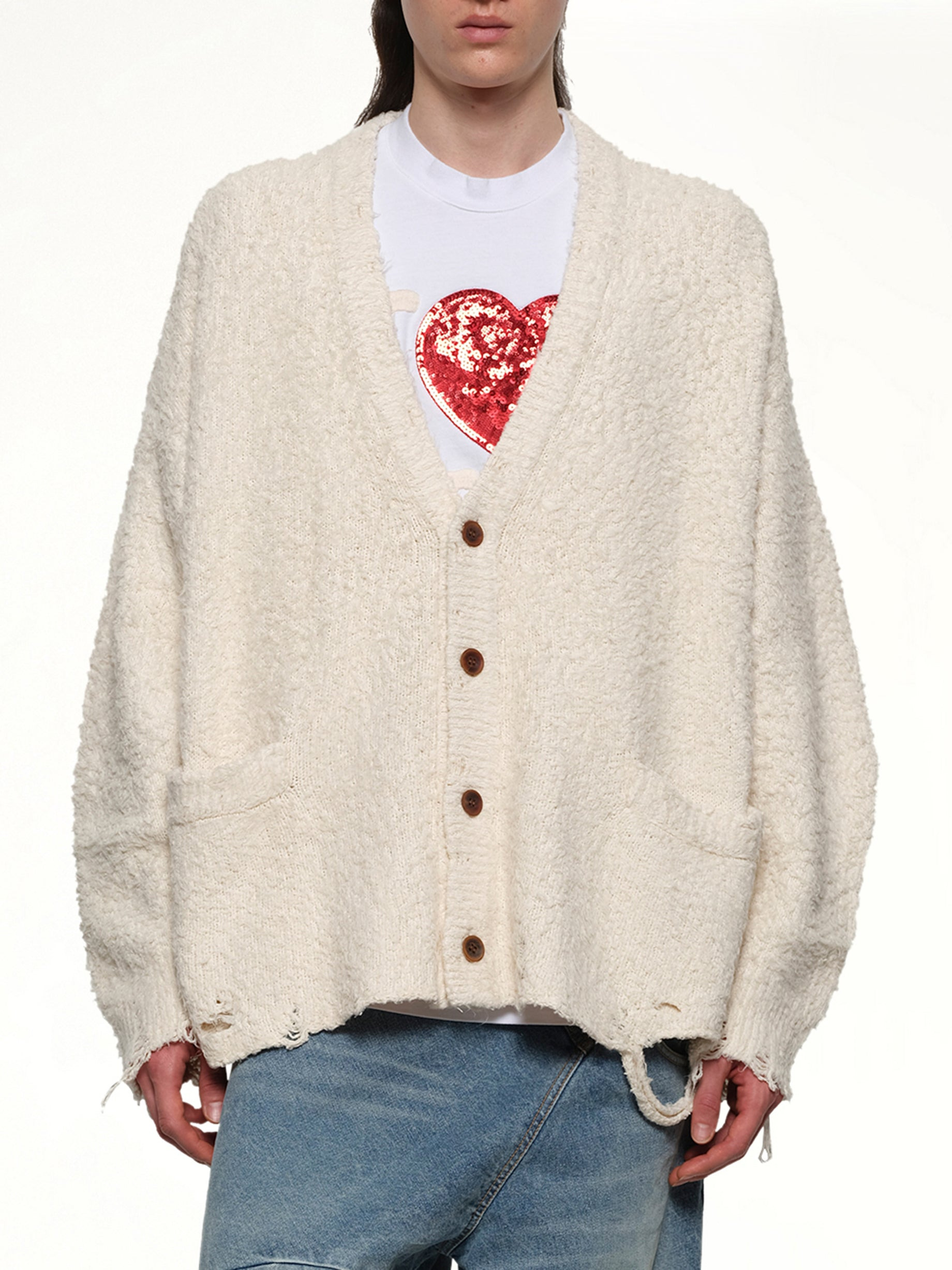 Backbone Knit Cardigan in Ivory - 6