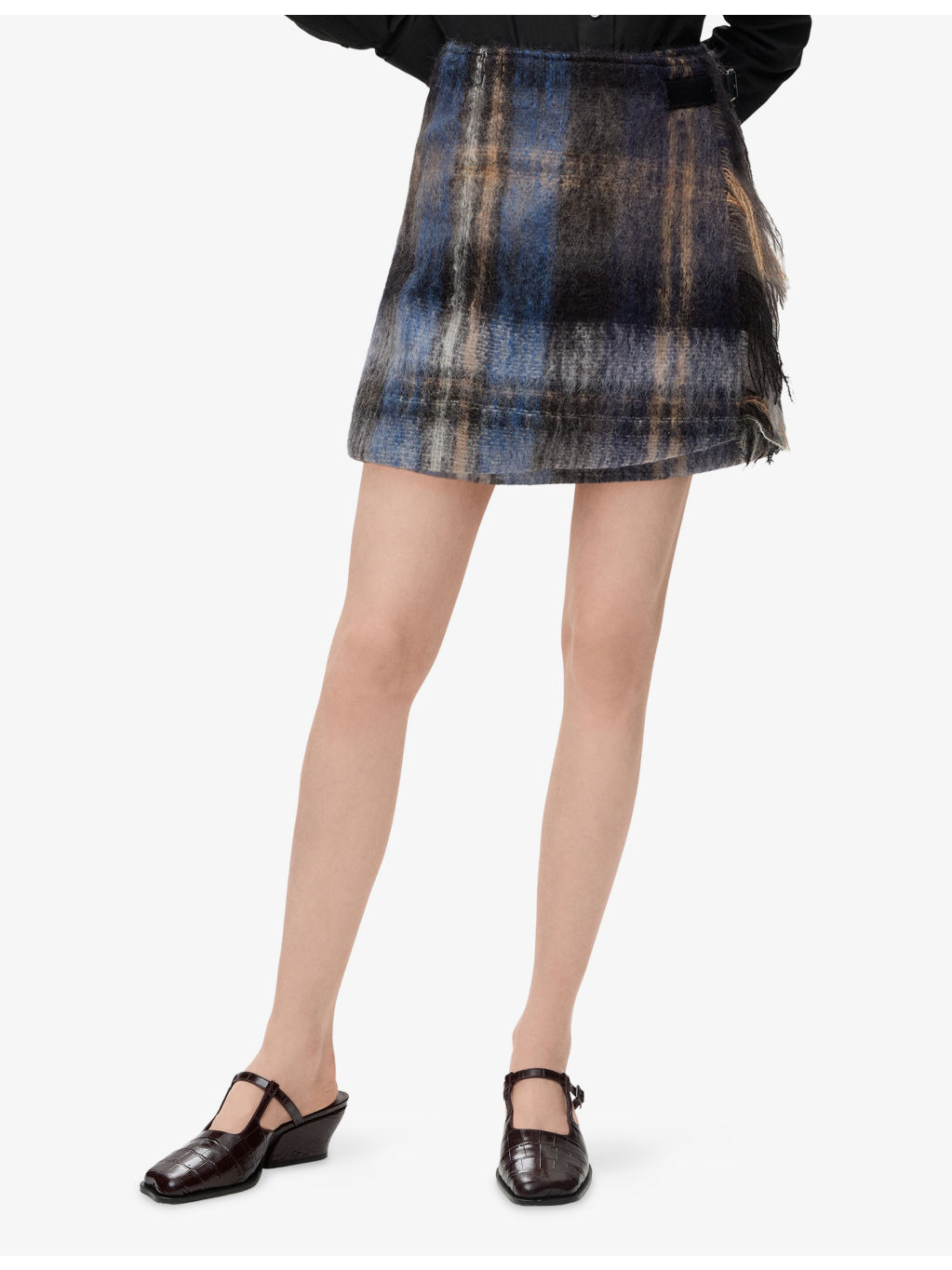 Check Brushed Wool-Blend Mini Skirt - 3