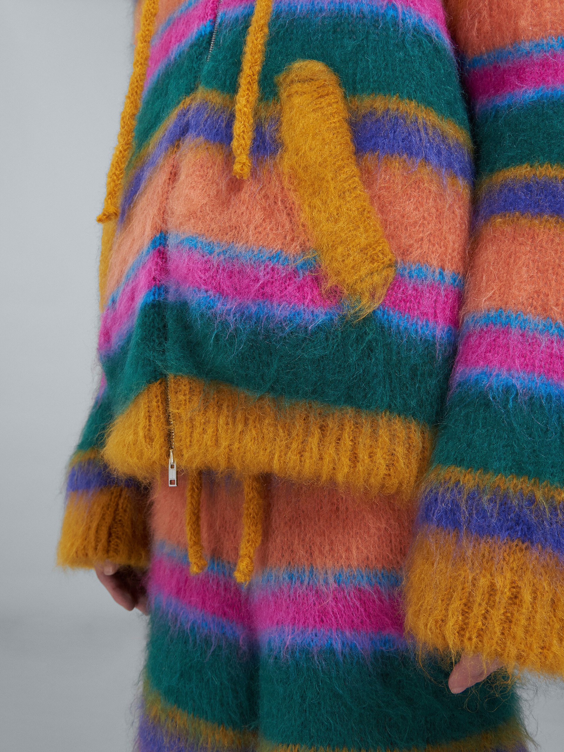 STRIPED MOHAIR AND WOOL HOODED CARDIGAN - 5
