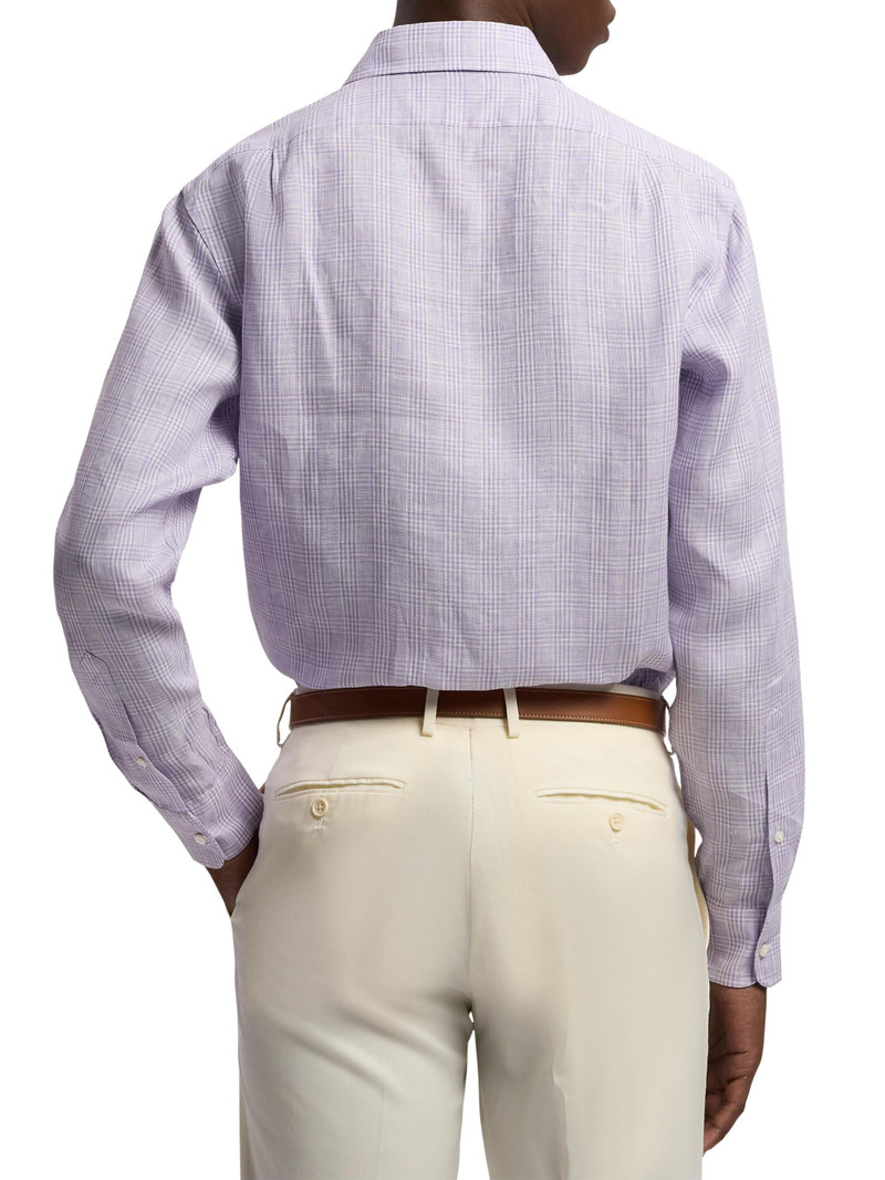 Men's Glen Check Linen Shirt - Lavender 5