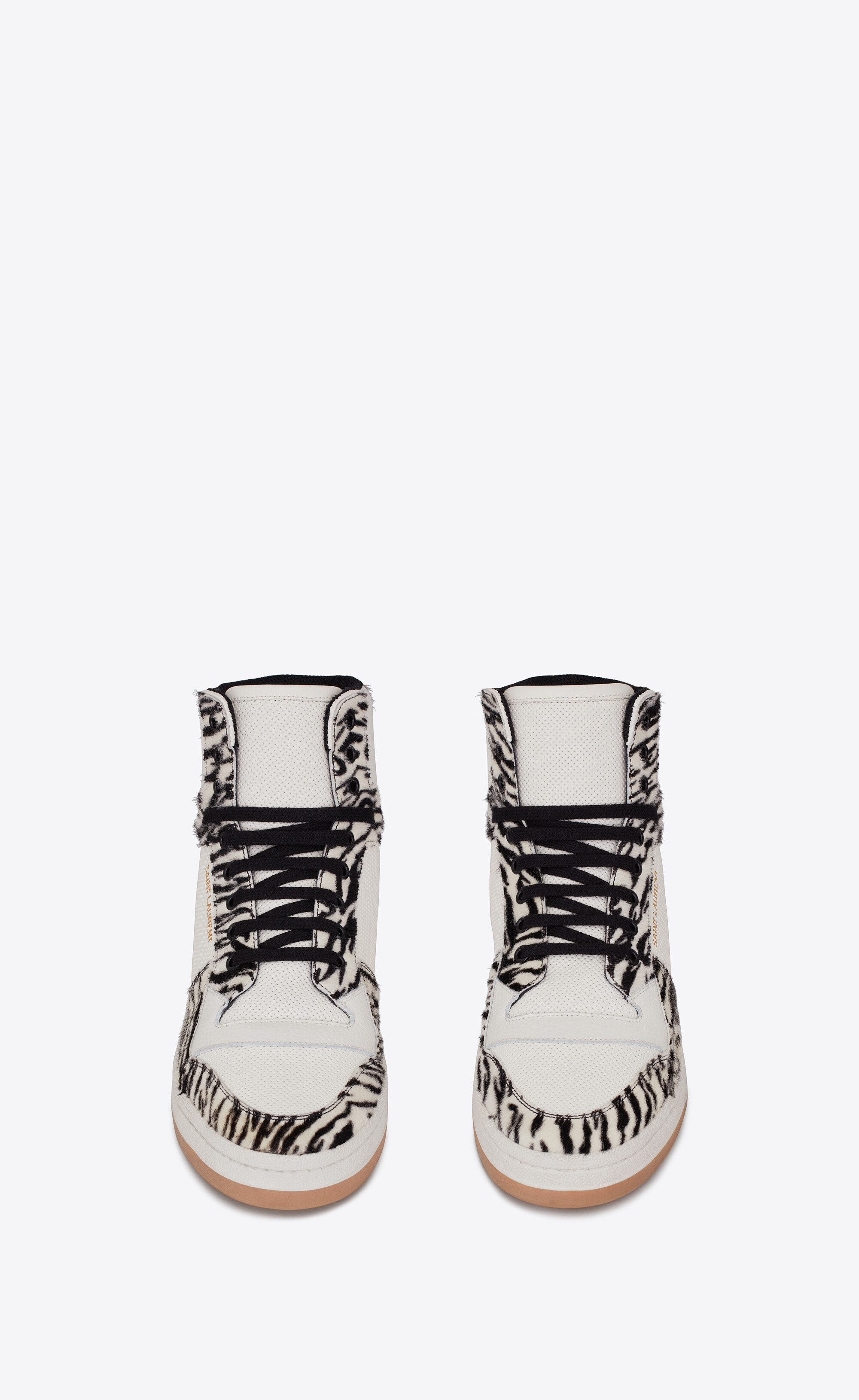 sl/24 mid-top sneakers in smooth leather and zebra print pony effect leather - 2