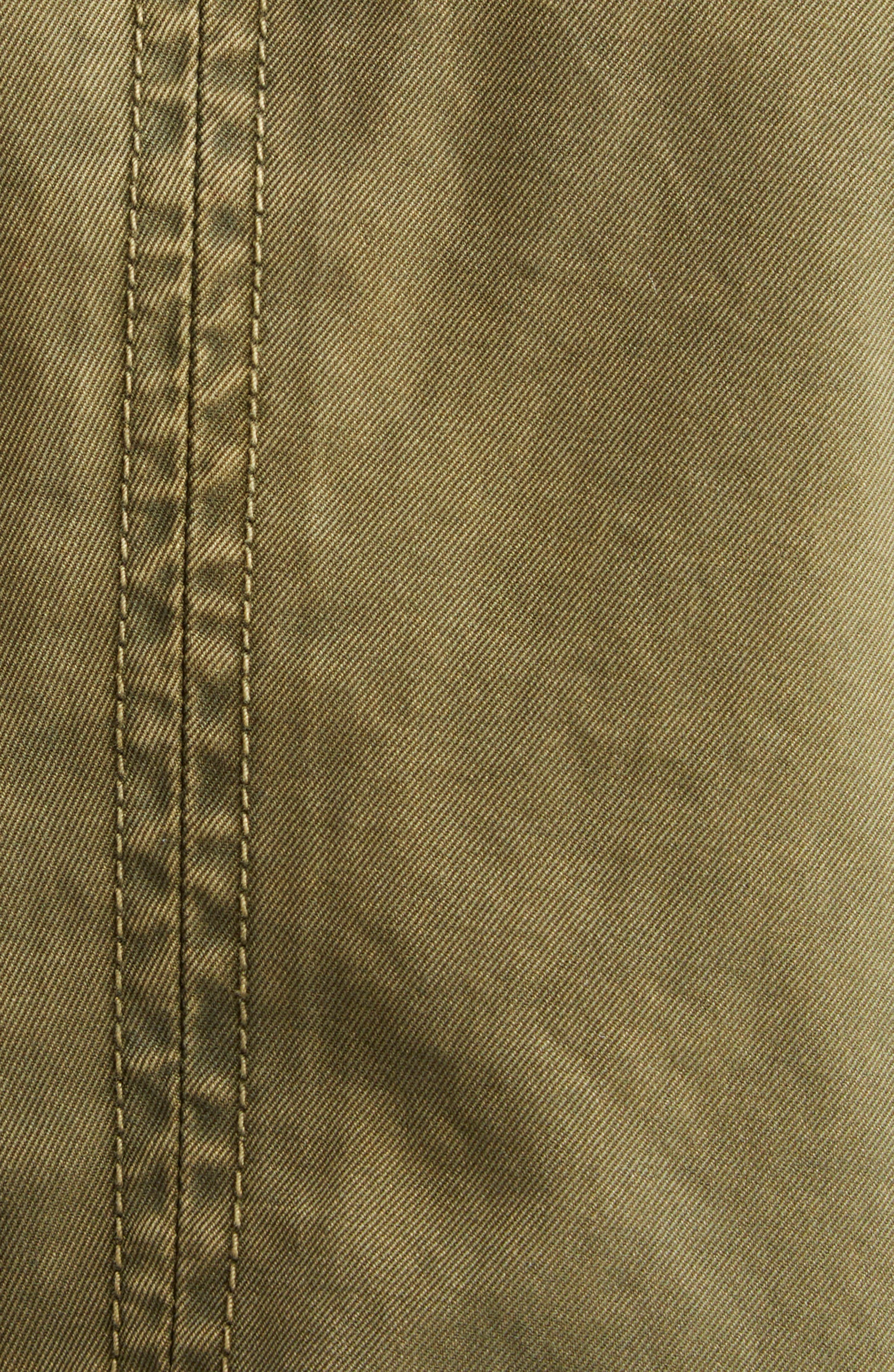 McQueen Velvet Collar Double Breasted Twill Peplum Jacket in Khaki at Nordstrom - 6