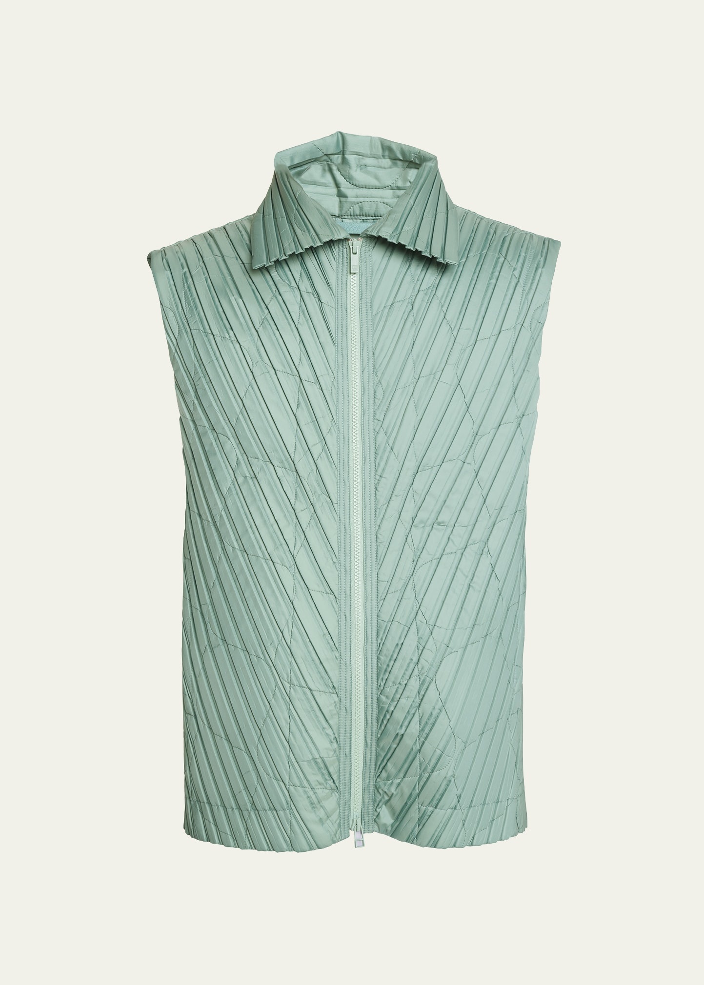 Men's Quilted and Pleated Vest - 1