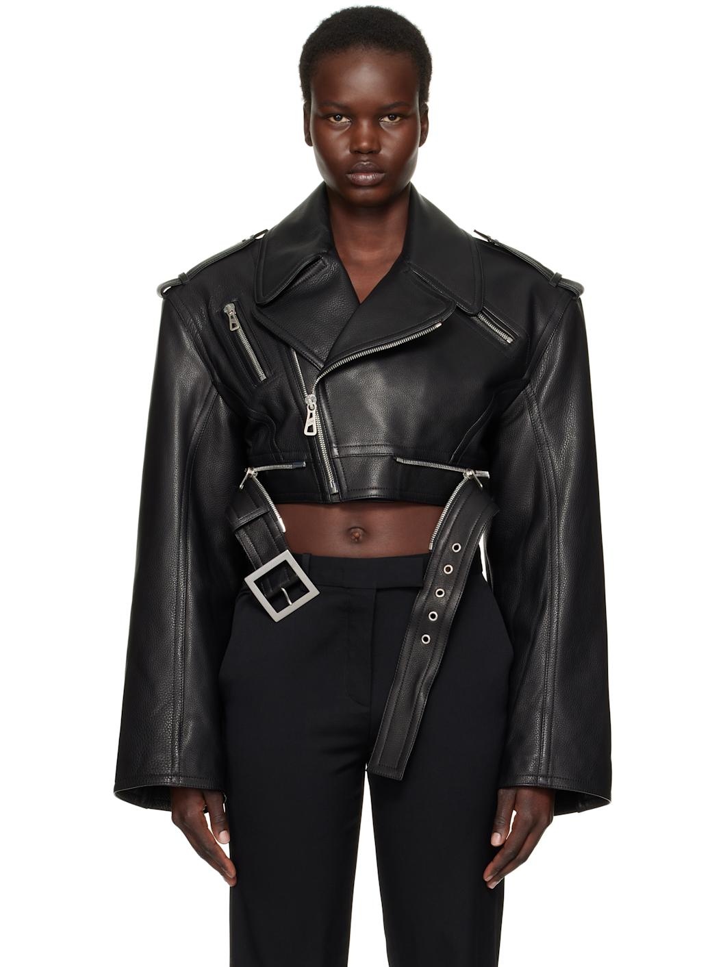 Black 'The Cropped Perfecto' Leather Jacket - 1