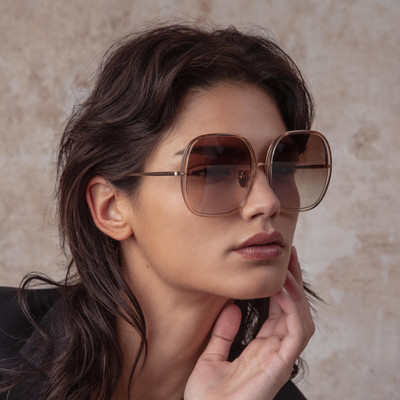 LINDA FARROW CELIA OVERSIZED SUNGLASSES IN ASH outlook