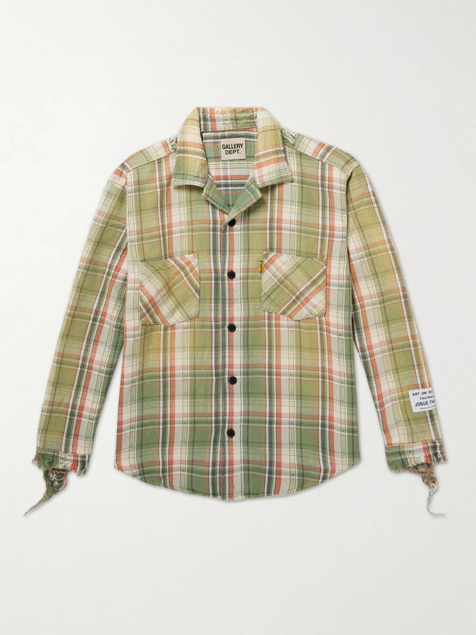 Marley Logo-Appliquéd Distressed Checked Cotton-Flannel Shirt Green - 1