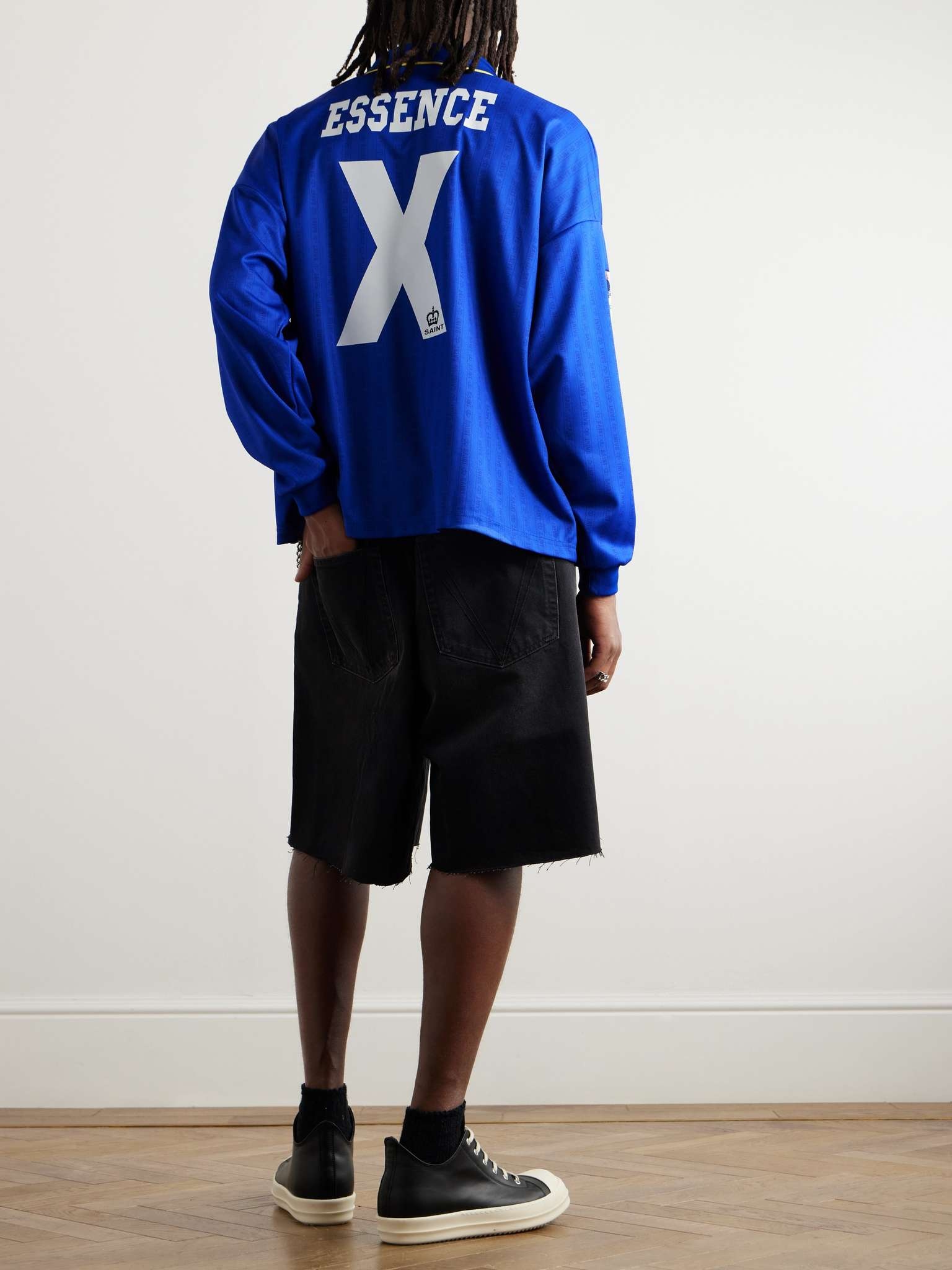 Logo-Embroidered Printed Appliquéd Mesh Polo Shirt - 4