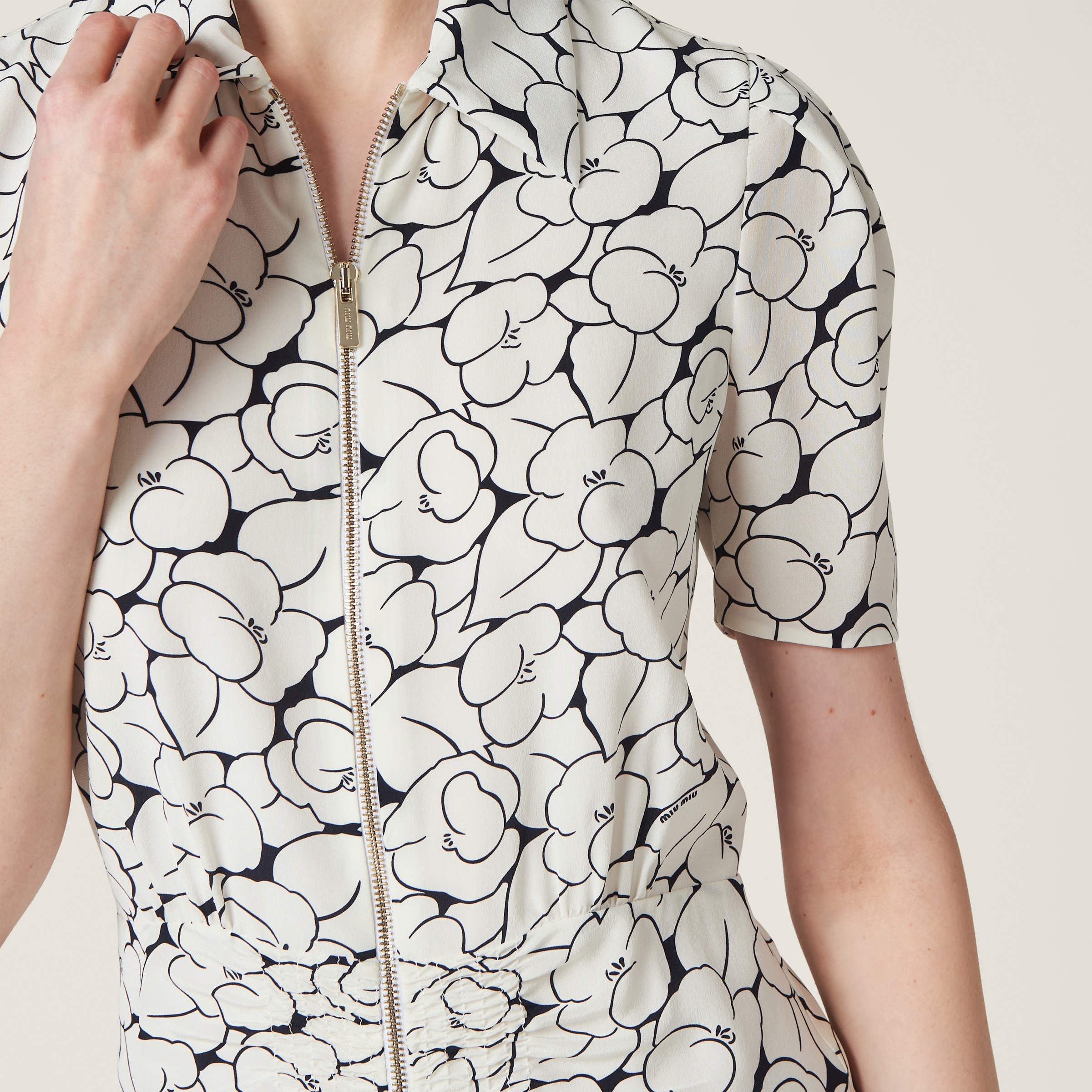 Crepe de chine floral print dress - 4