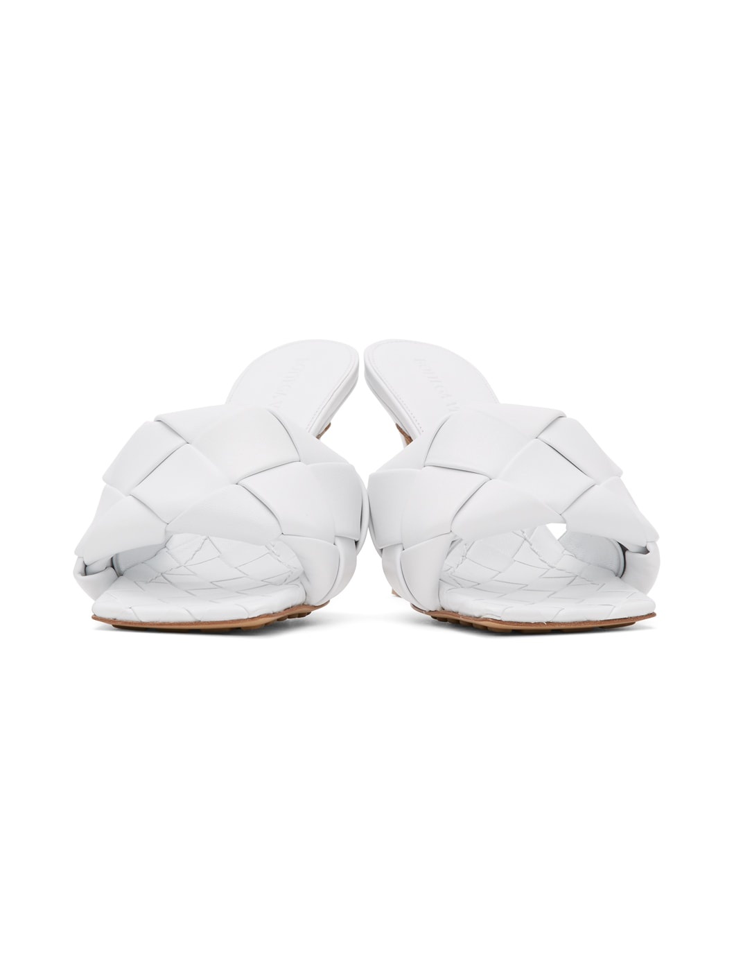 White Intrecciato Lido Heeled Sandals - 2