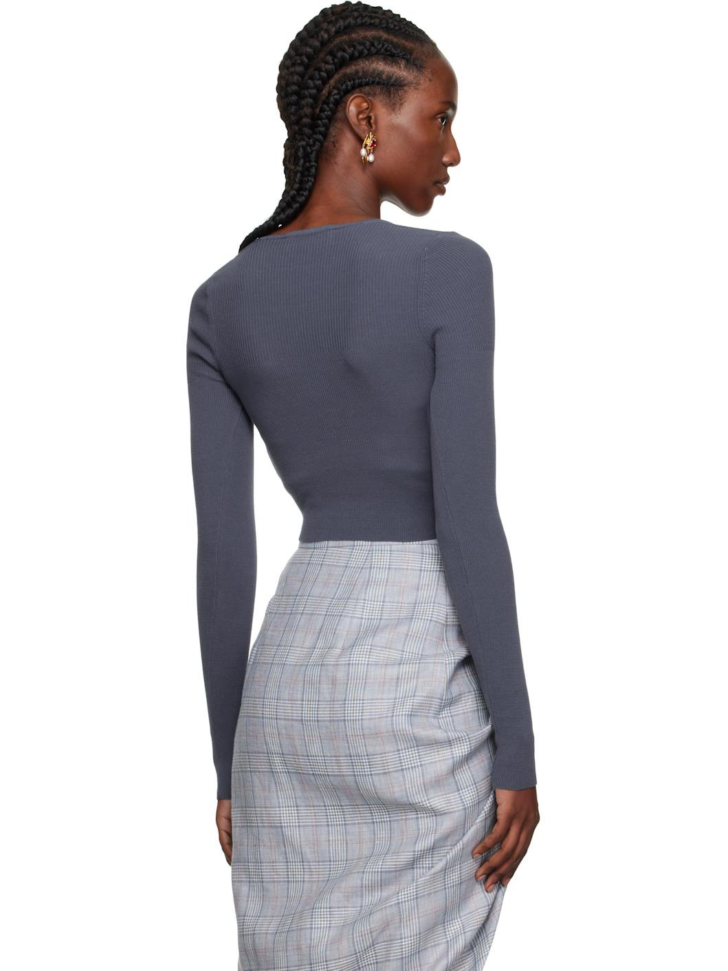 Blue Bea Cropped Sweater - 3