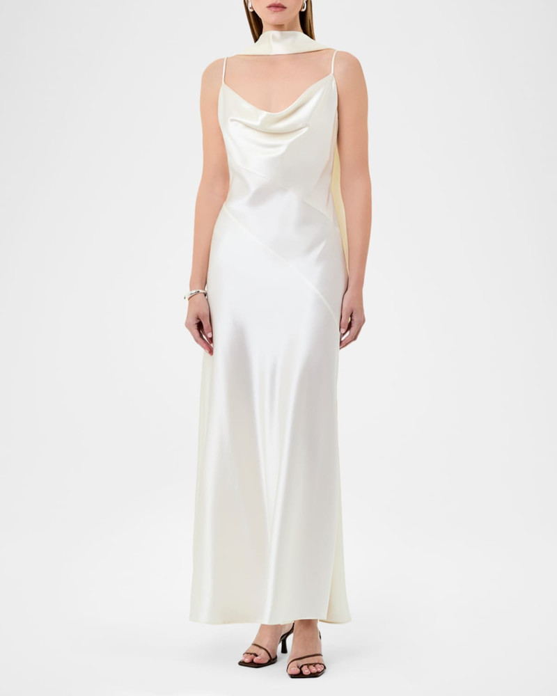 NICHOLAS Geneva Draped Satin Gown outlook