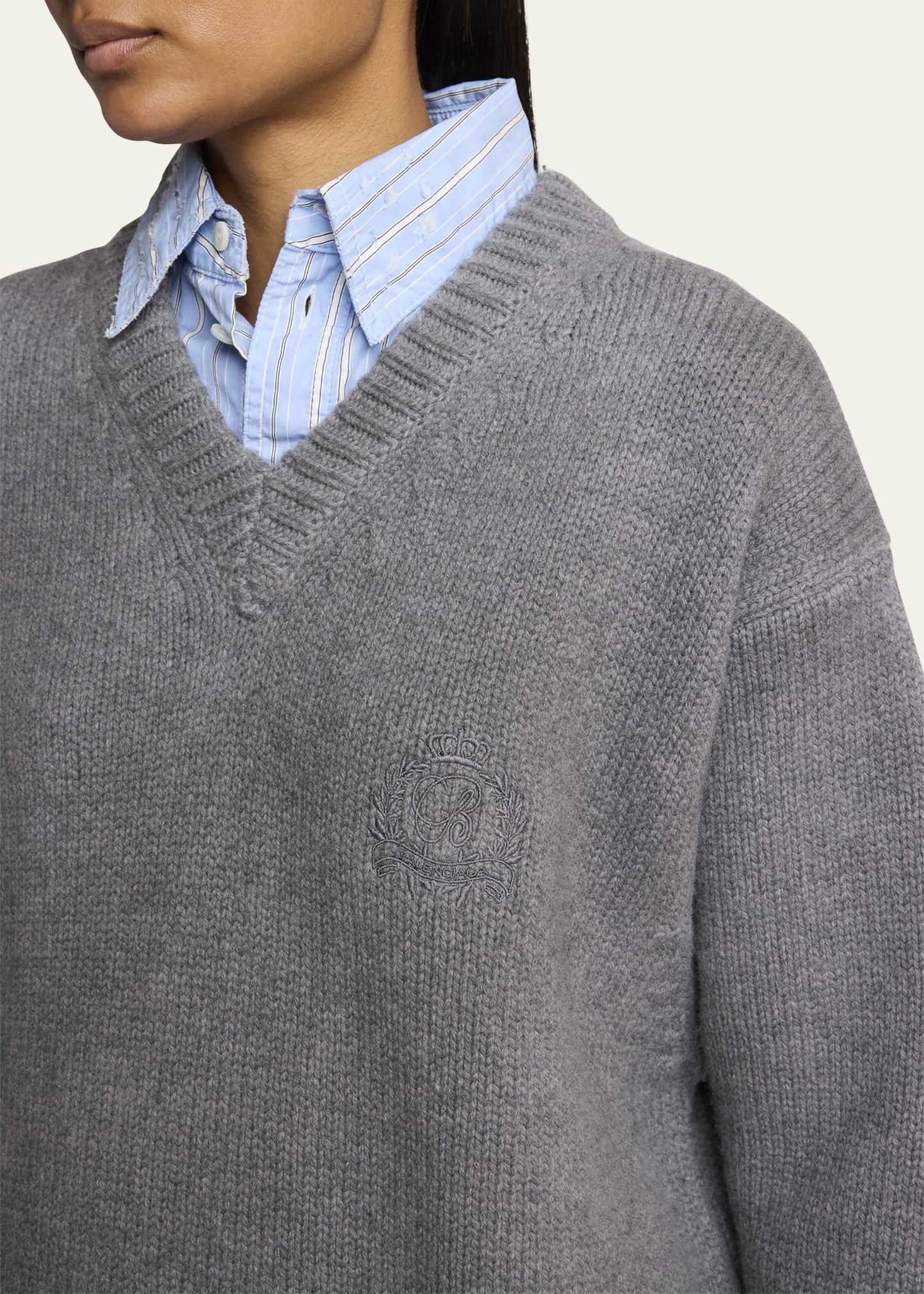 Layered Oversized Cotton Sweater - 5