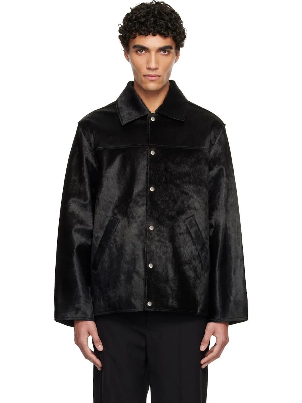 Black Cow Hide Coach Jacket - 1