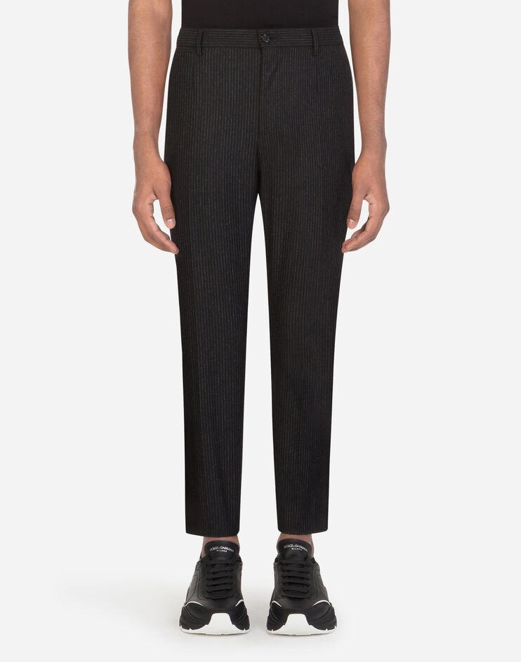 Pinstripe stretch wool pants - 1