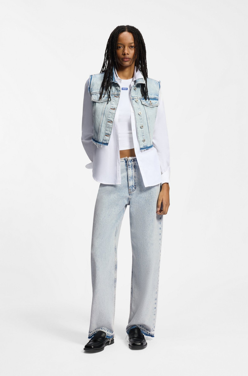 HUGO AZURE-BLUE LOOSE-FIT JEANS IN RIGID DENIM outlook