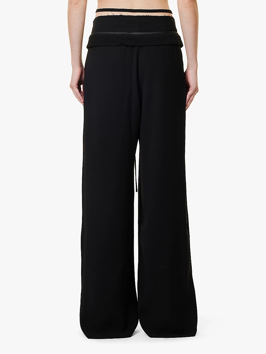 Double Fold Suit drawstring-waistband wide-leg high-rise woven trousers - 4