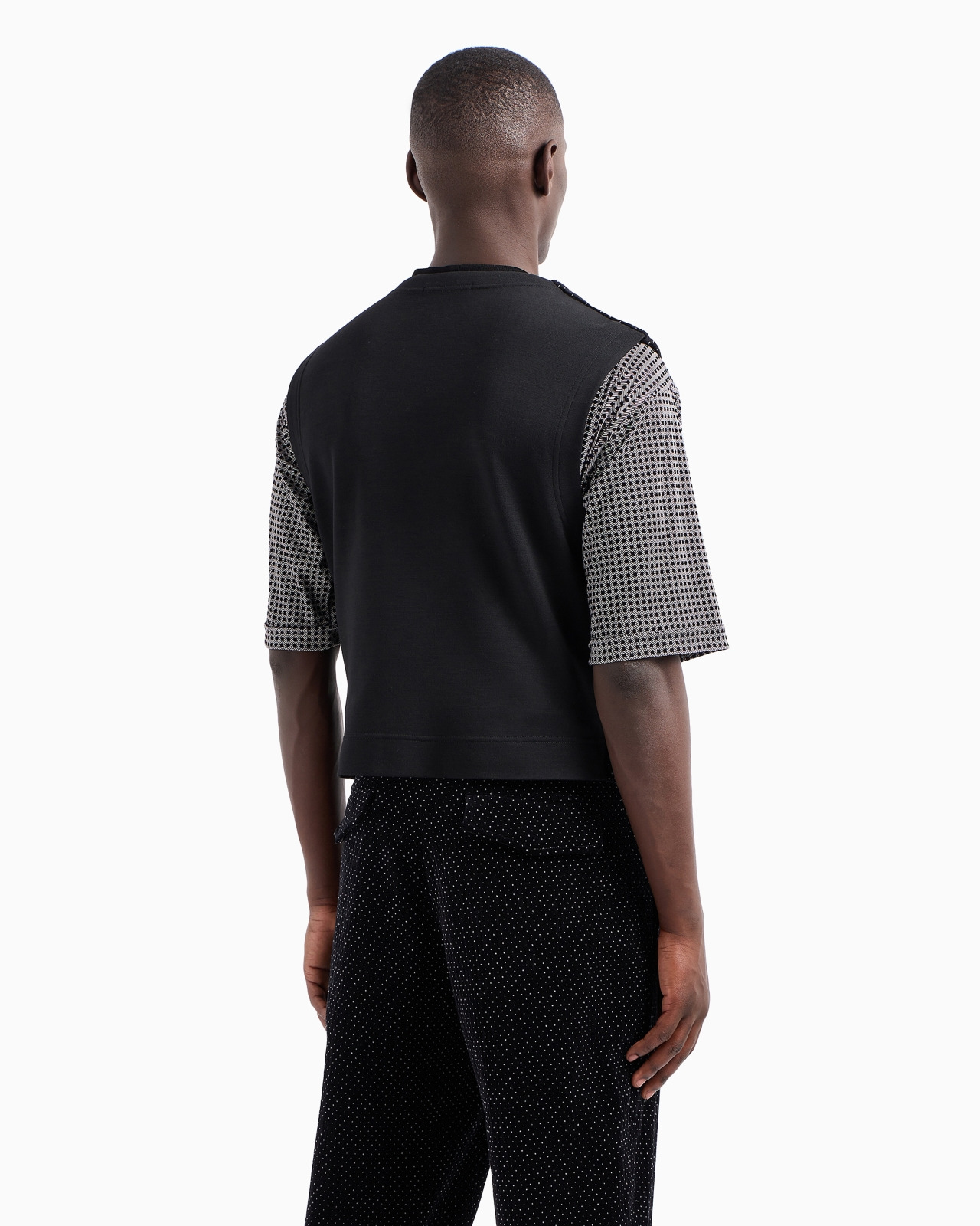 SINGLE-BREASTED WAISTCOAT IN SEERSUCKER VELVET WITH A POLKA-DOT MOTIF - 3