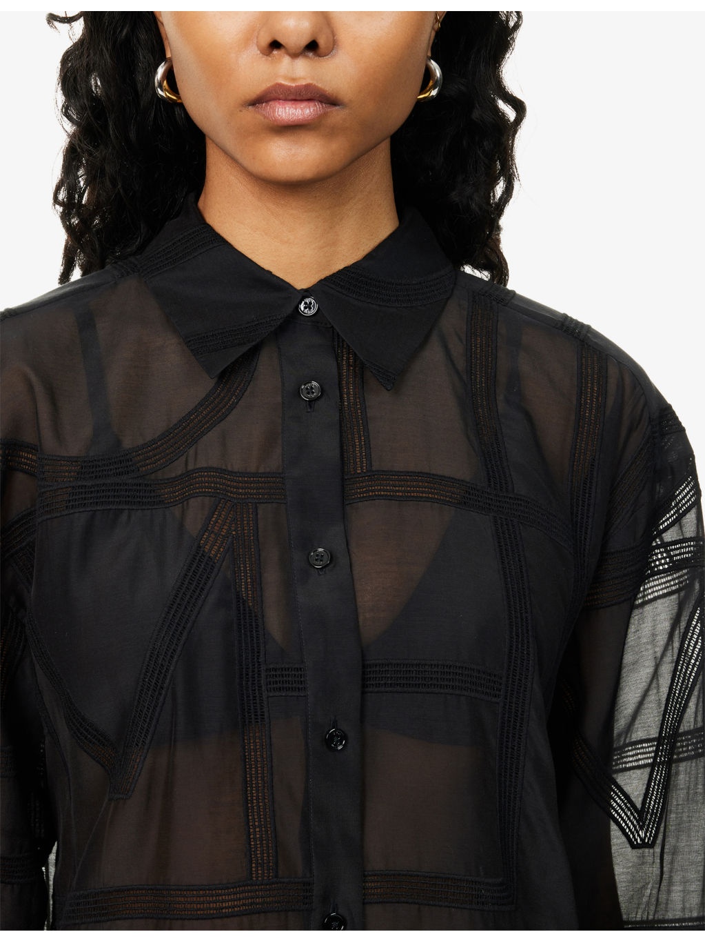 Classic Crochet Silk-Cotton Blend Shirt - 5