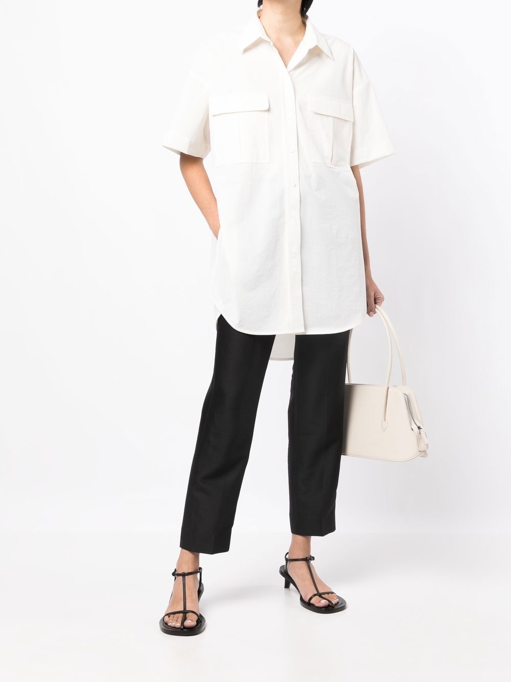 satin-finish two-pocket slim-cut trousers - 2