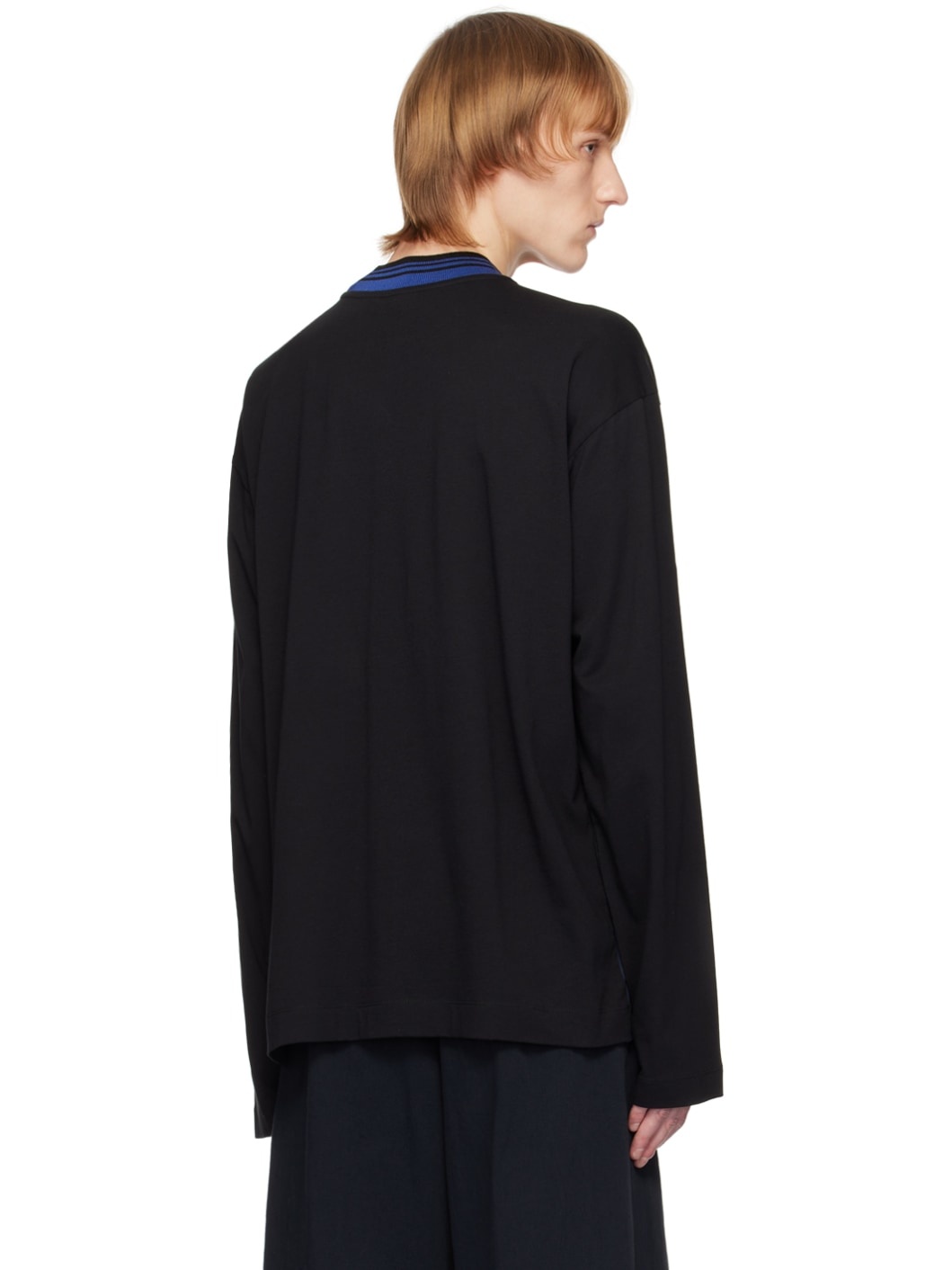 Black Paneled Long Sleeve T-Shirt - 3