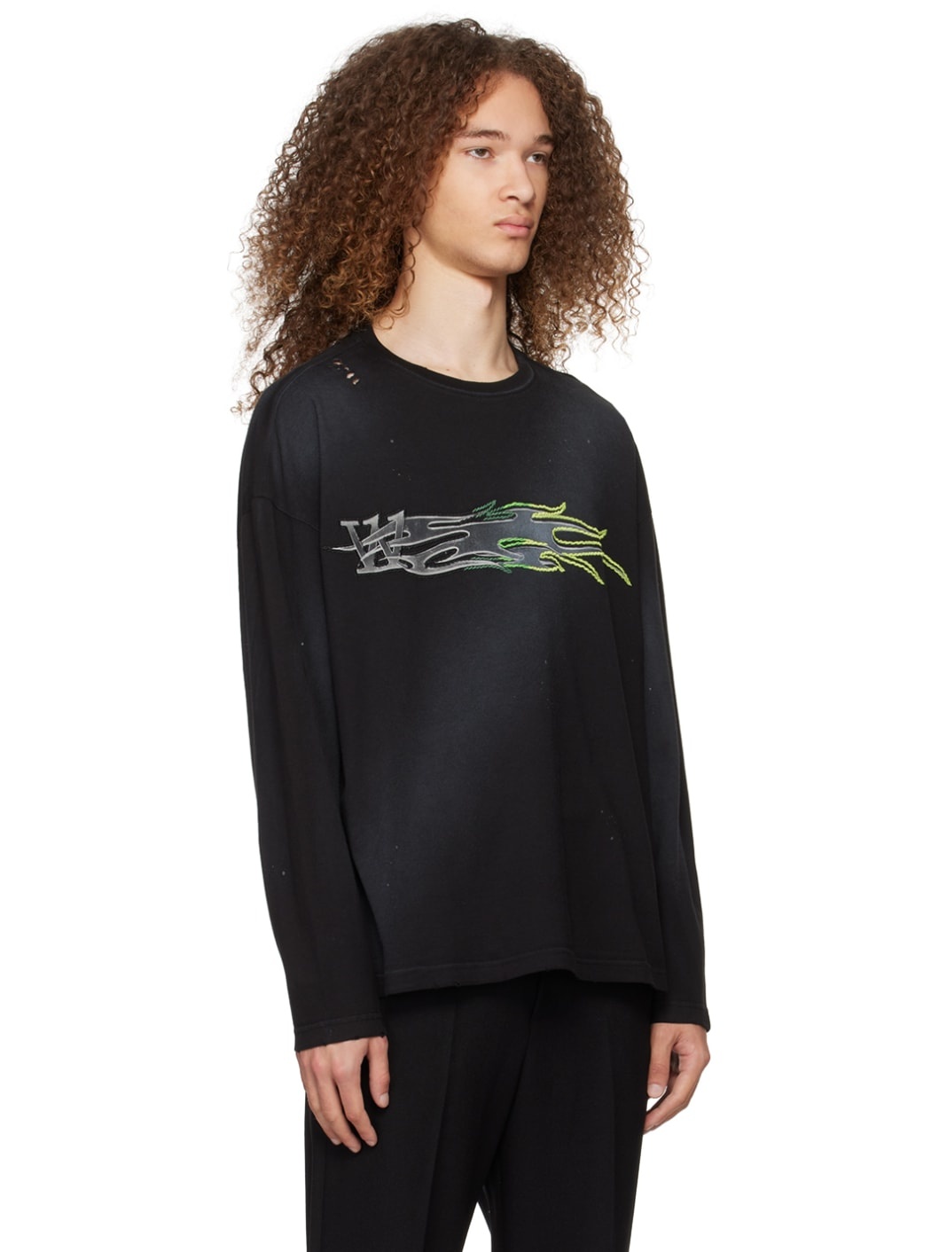 Black Printed Long Sleeve T-Shirt - 2