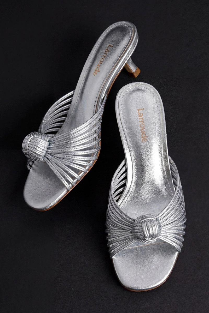 Valerie Mule In Silver Metallic Leather 5