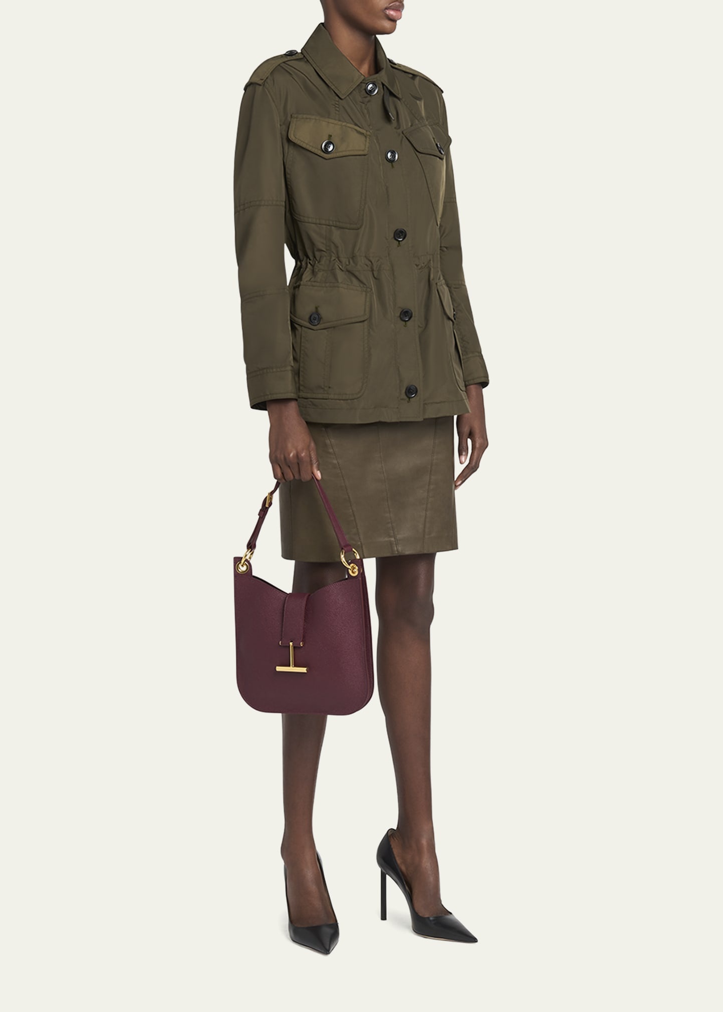 Tara Small Hobo Crossbody in Grained Leather - 6