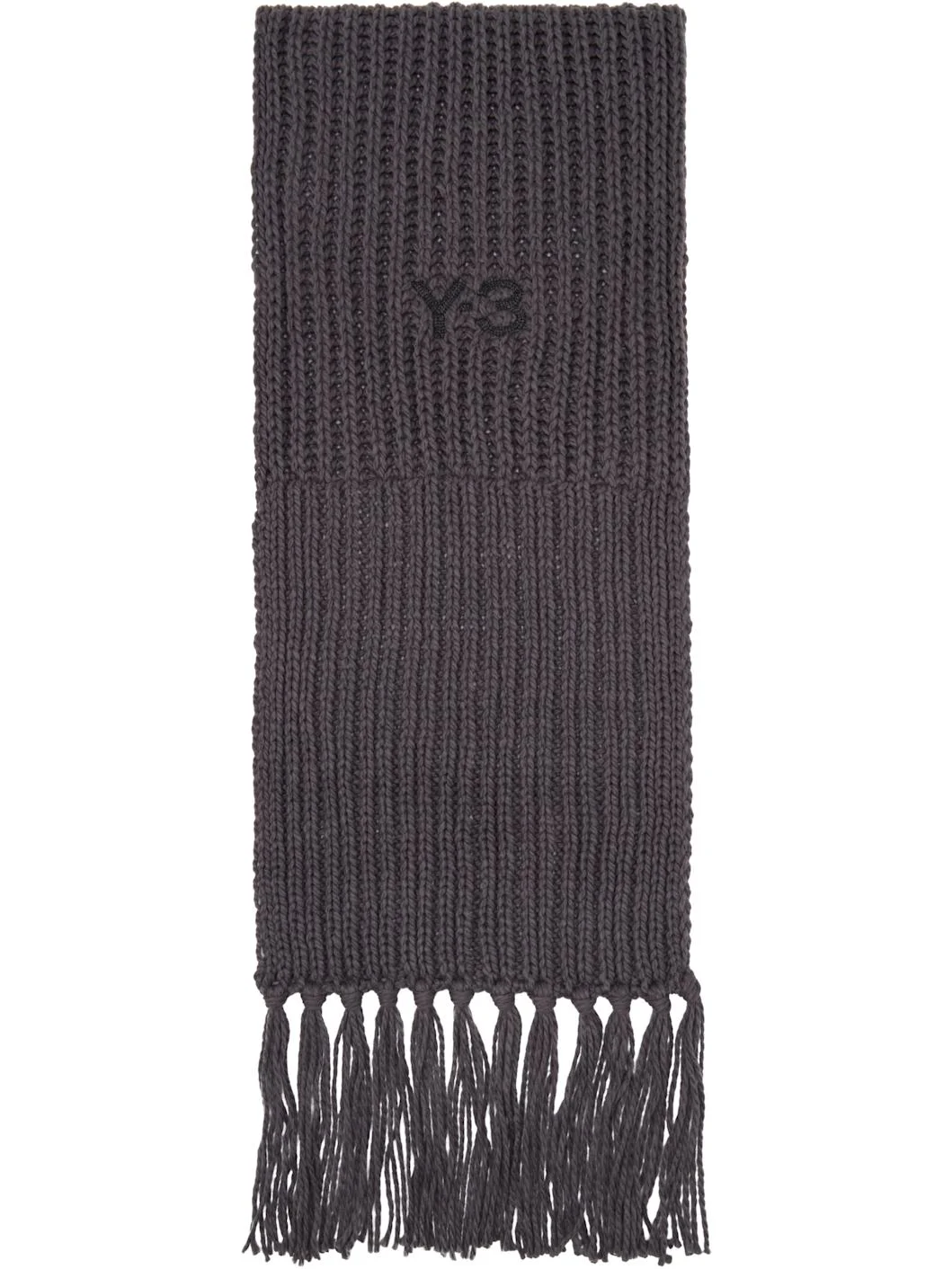 Gray Oversized Chunky Knit Scarf - 1