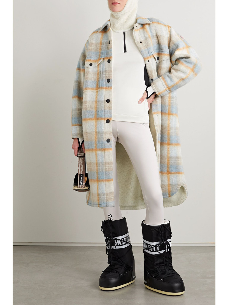 Moncler Grenoble Vanay checked brushed wool-blend felt coat Beige outlook