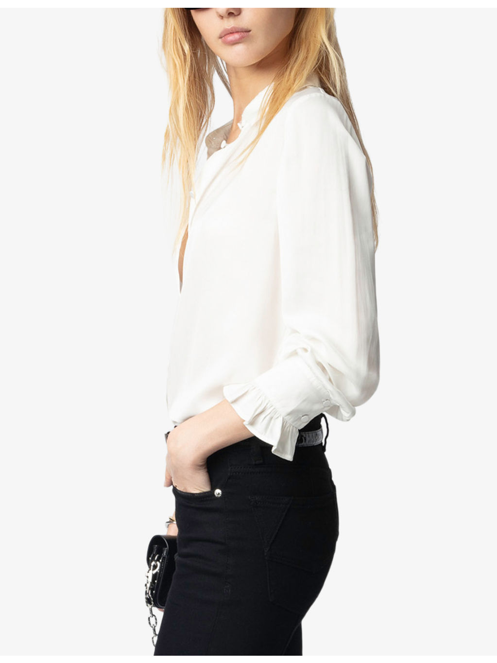 Thely wings-embellished recycled polyester-blend satin shirt - 5