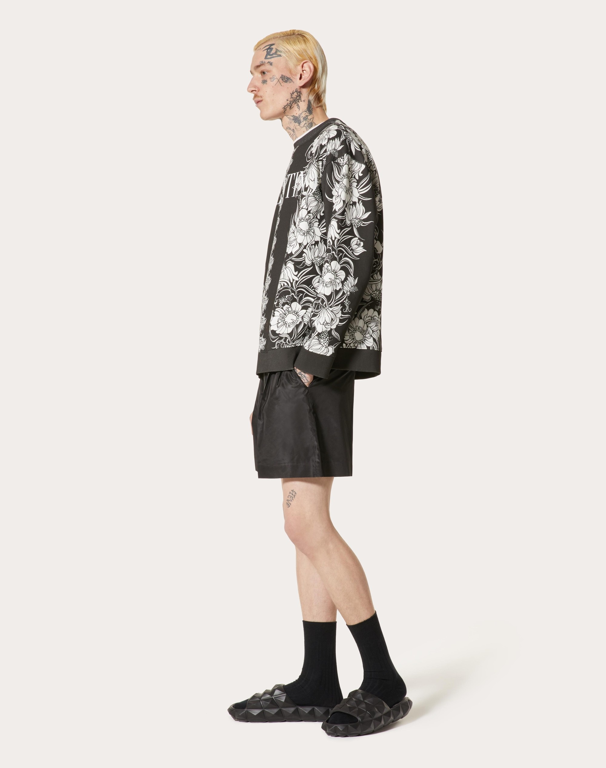 CREWNECK COTTON SWEATSHIRT WITH STREET FLOWERS DAISYLAND PRINT - 2